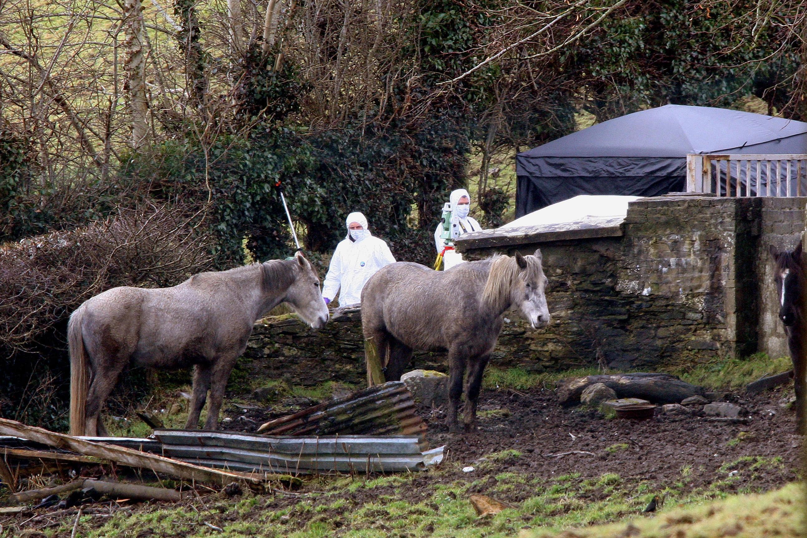 Police forensic experts at the Braehead road scene in Londonderry (PA)