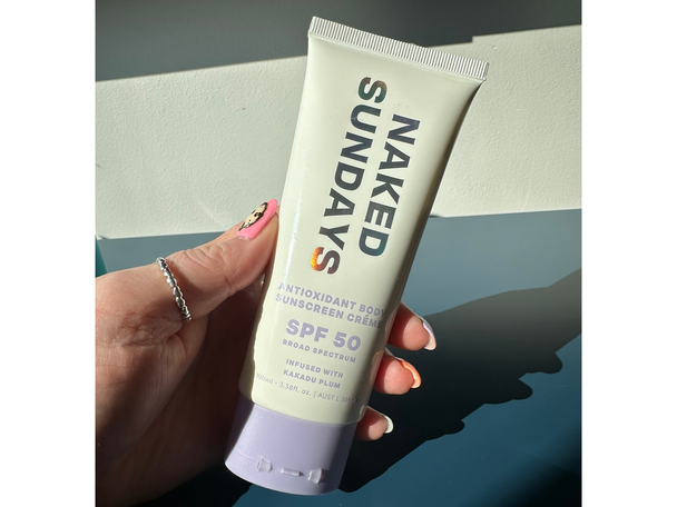 Naked Sundays testing shots for body suncreens indybest