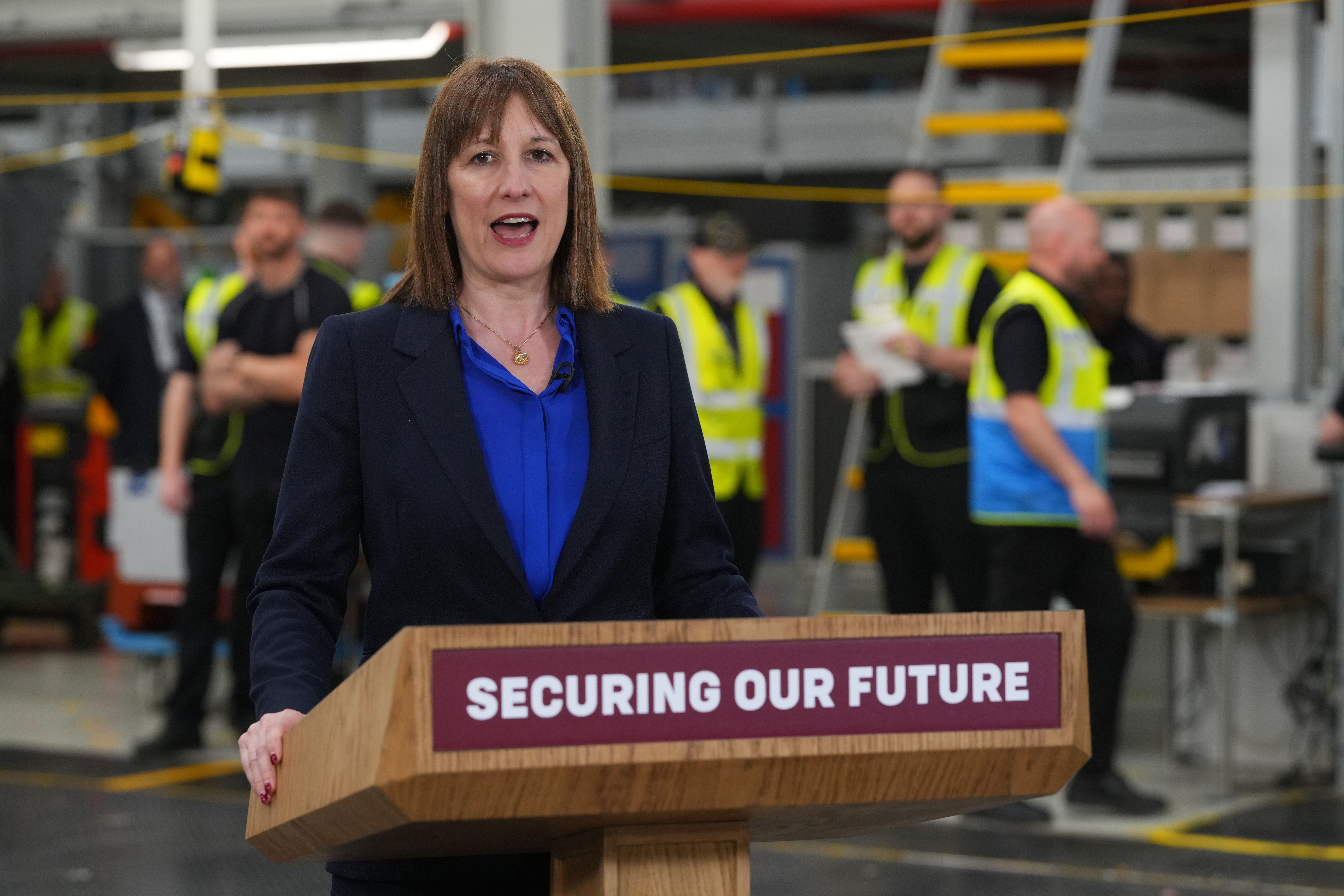 Chancellor Rachel Reeves speaks during a visit to Jaguar Land Rover in Birmingham (Kirsty Wigglesworth/PA)