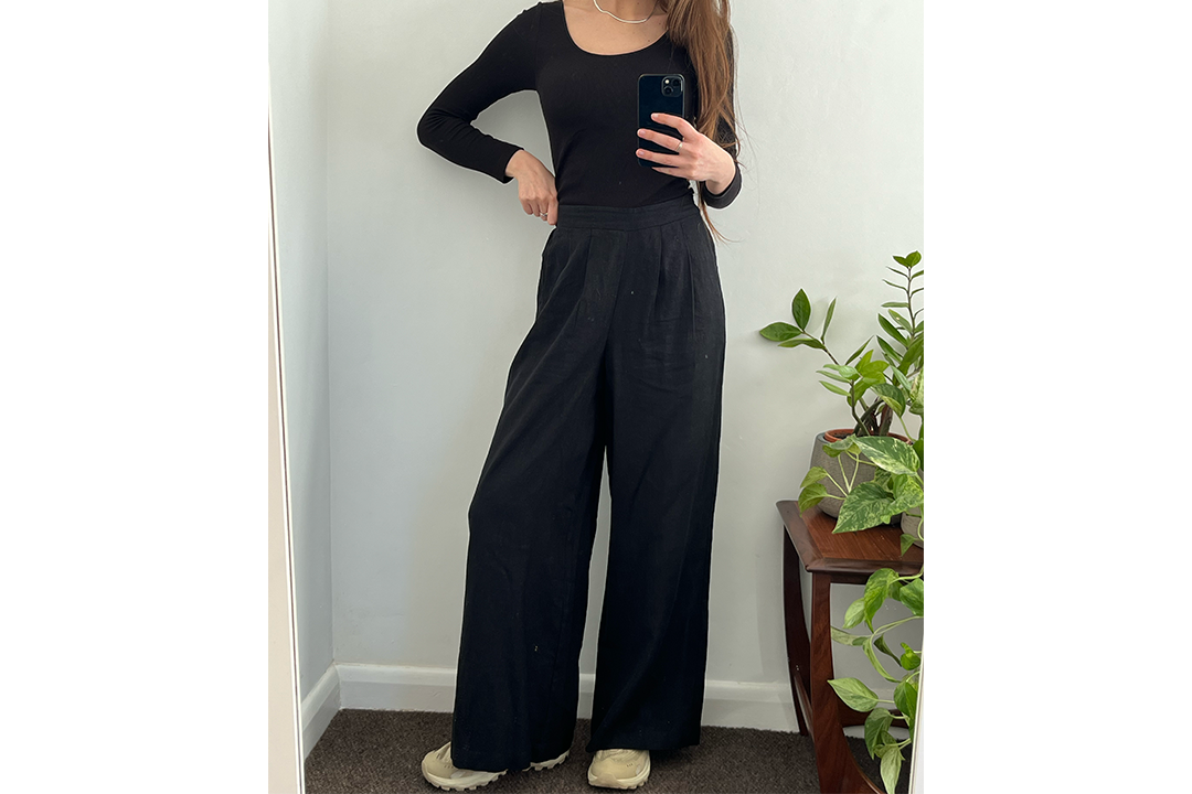 Nobody’s Child black linen-blend parker wide leg trousers