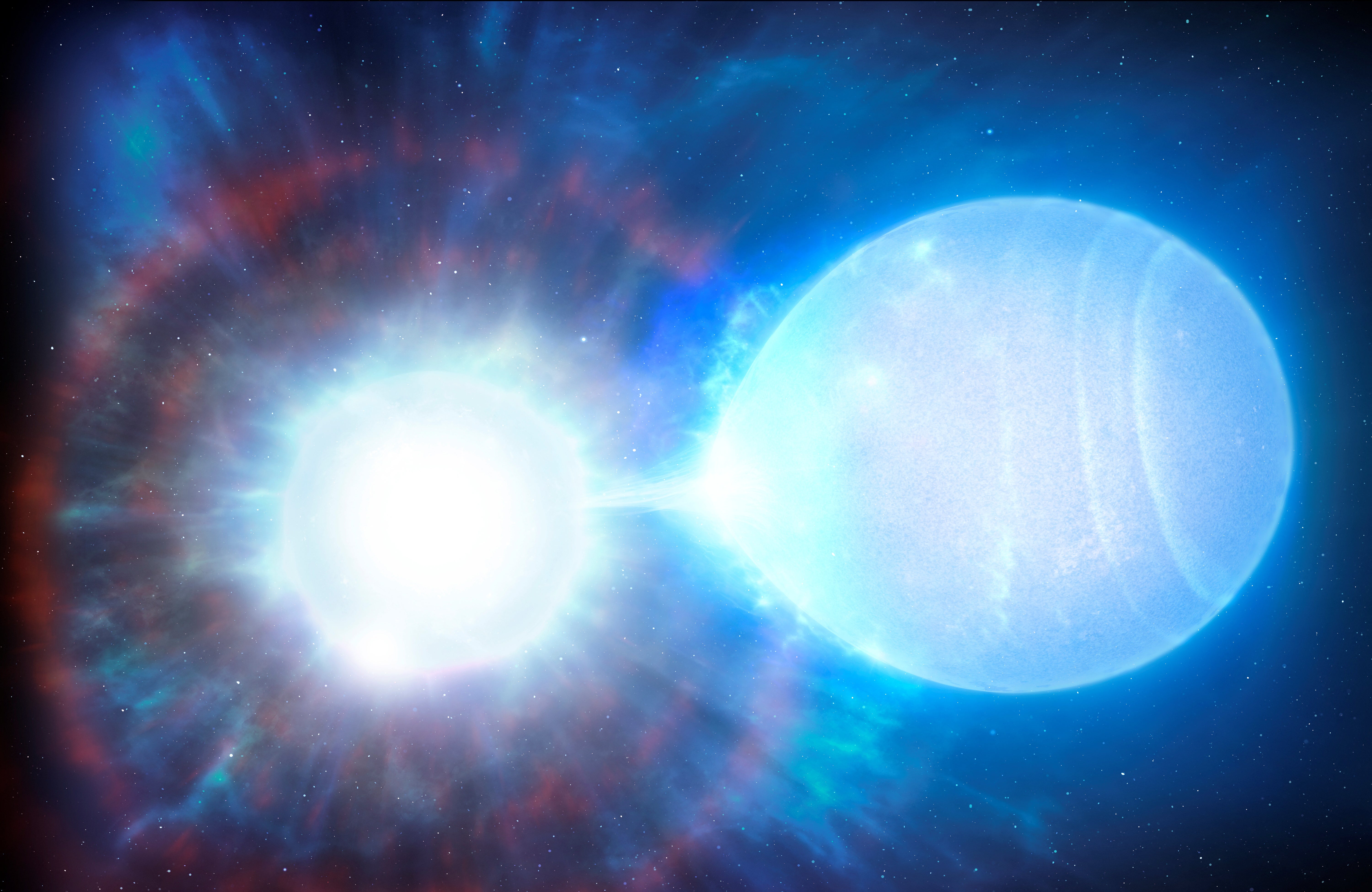 An illustration shows a white dwarf star at the moment of its explosion