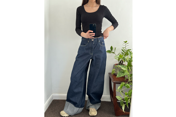Pull & Bear super wide-leg jeans with turn-up hems