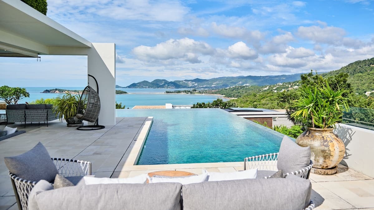 The Samujana estate has views over the Gulf of Thailand
