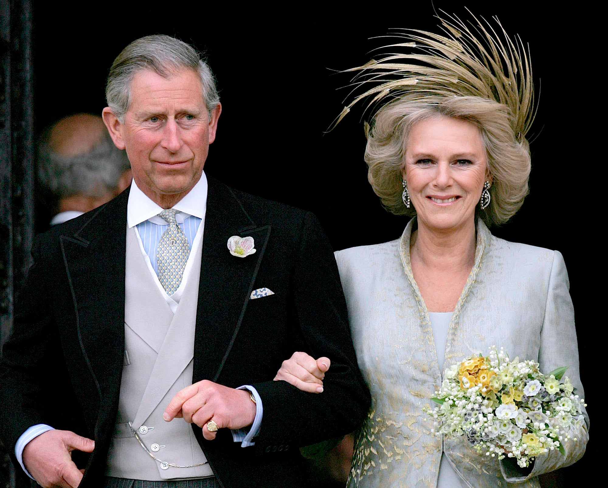 Charles and Camilla leave St George's Chapel in Windsor