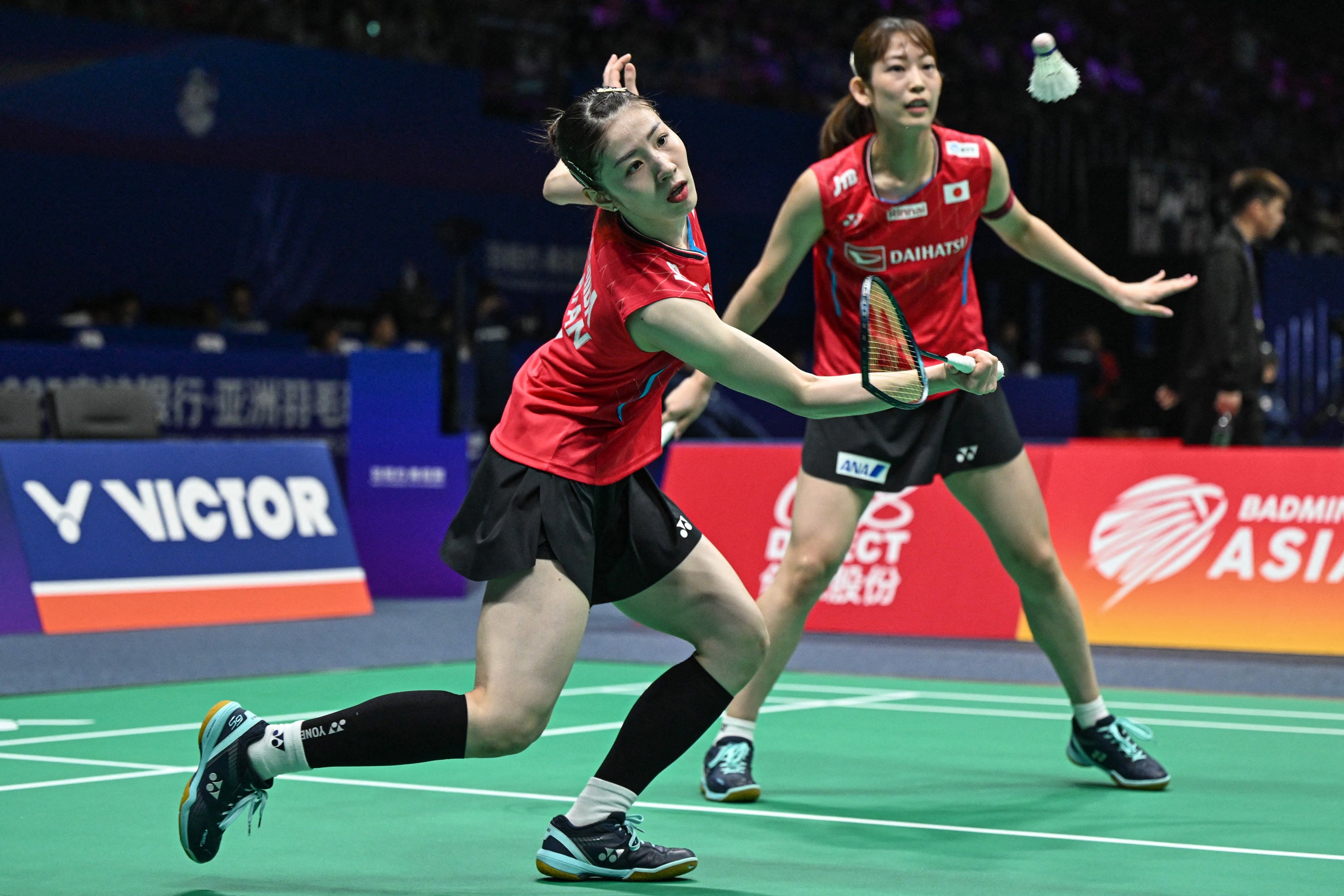 Chiharu Shida during a badminton match at Badminton Asia Championships in Ningbo, in China's eastern Zhejiang province, on 9 April 2025