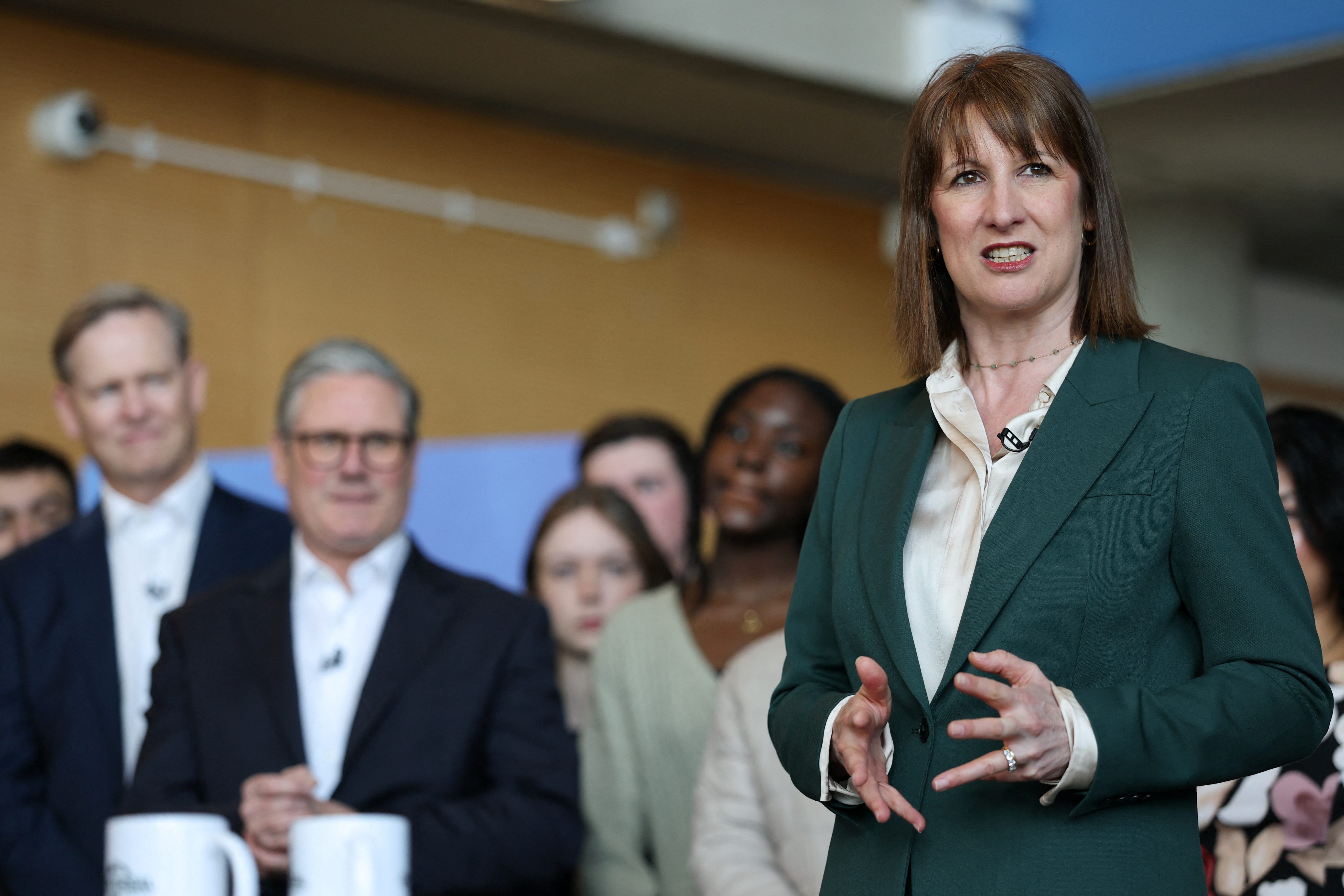 Rachel Reeves has sought to reassure top City executives amid ongoing market chaos following the imposition of wide-ranging US tariffs (John Sibley/PA)