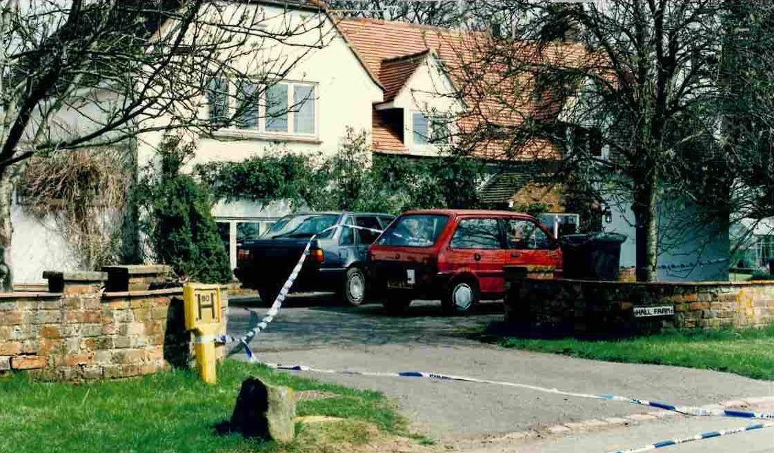 A driveway outside the house where Janet Brown, 51, was found at the foot of the stairs with fatal, blunt-force head injuries on April 10 1995