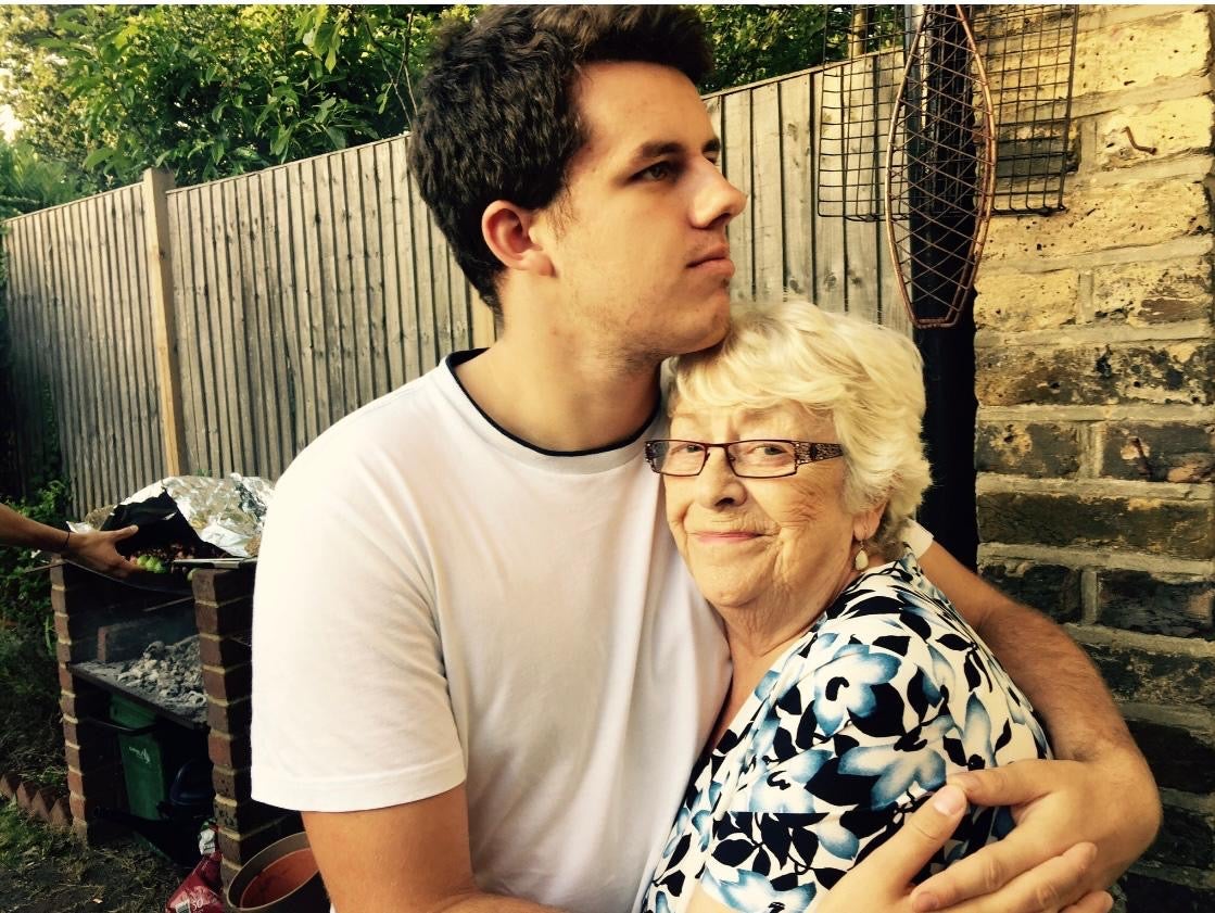 Barney, 21, pictured with his grandmother, who he used to call every night