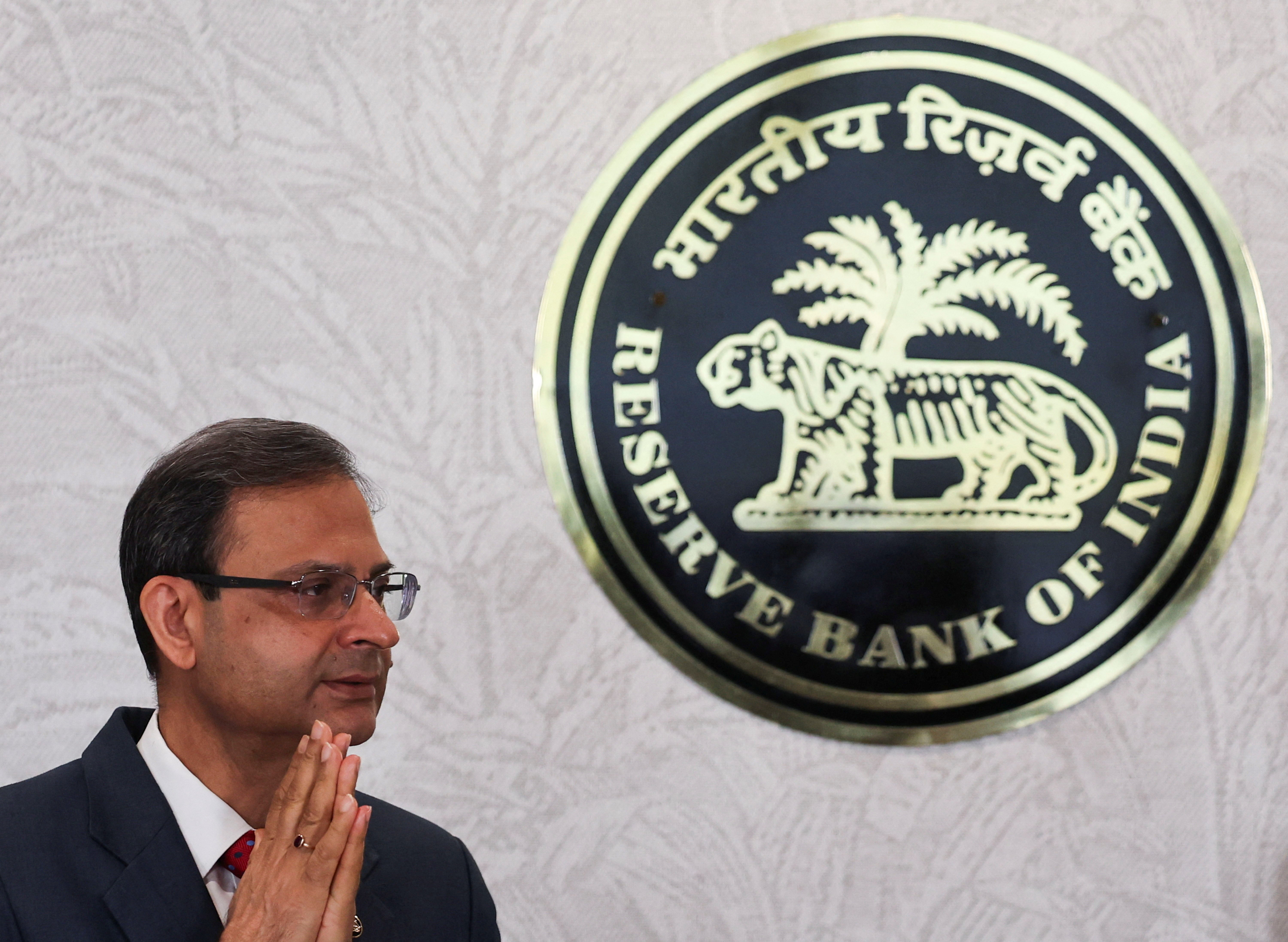 Reserve Bank of India governor Sanjay Malhotra attends a press conference after a monetary policy review in Mumbai