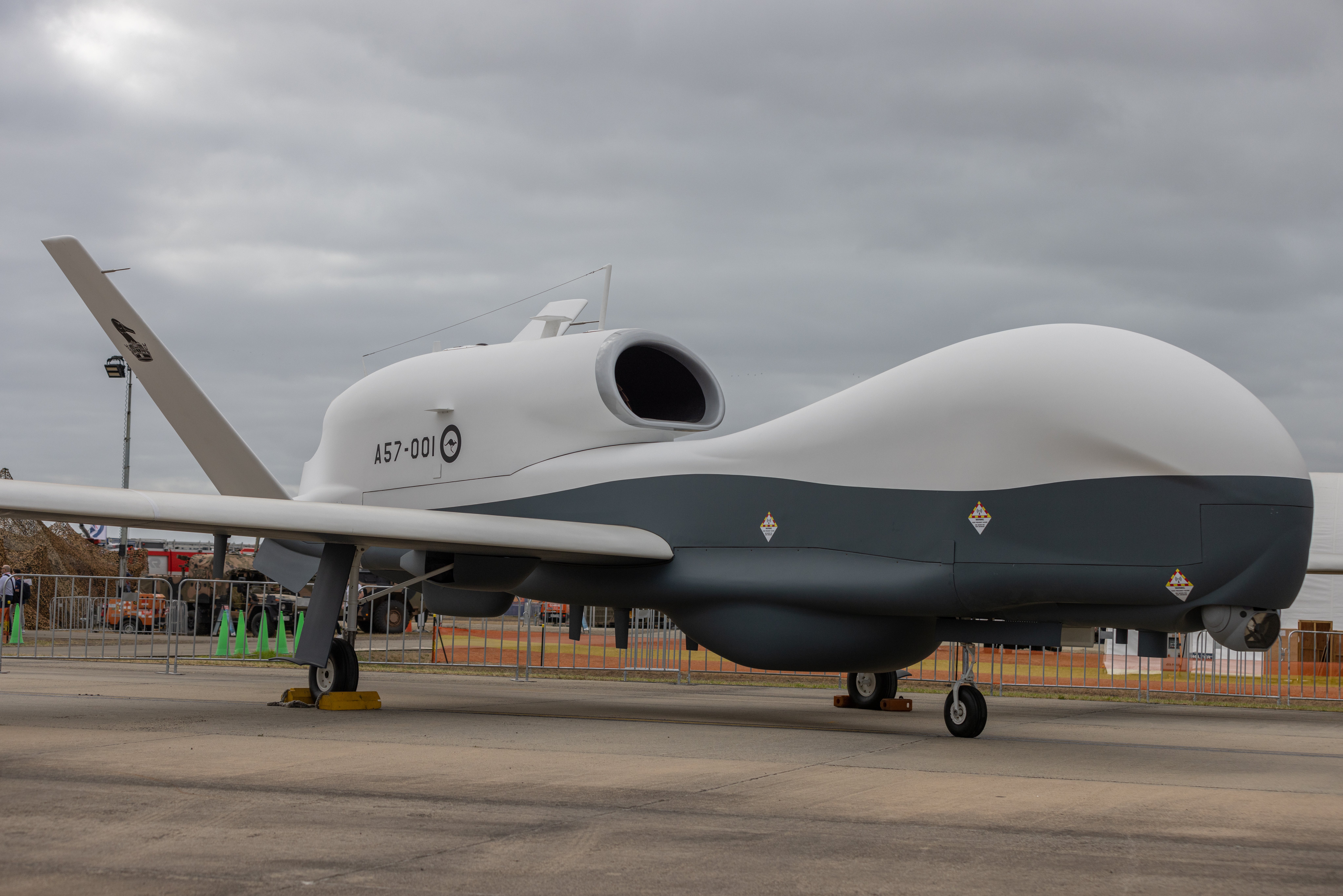 File: Northrop Grumman’s MQ-4C Triton unmanned aircraft system on display