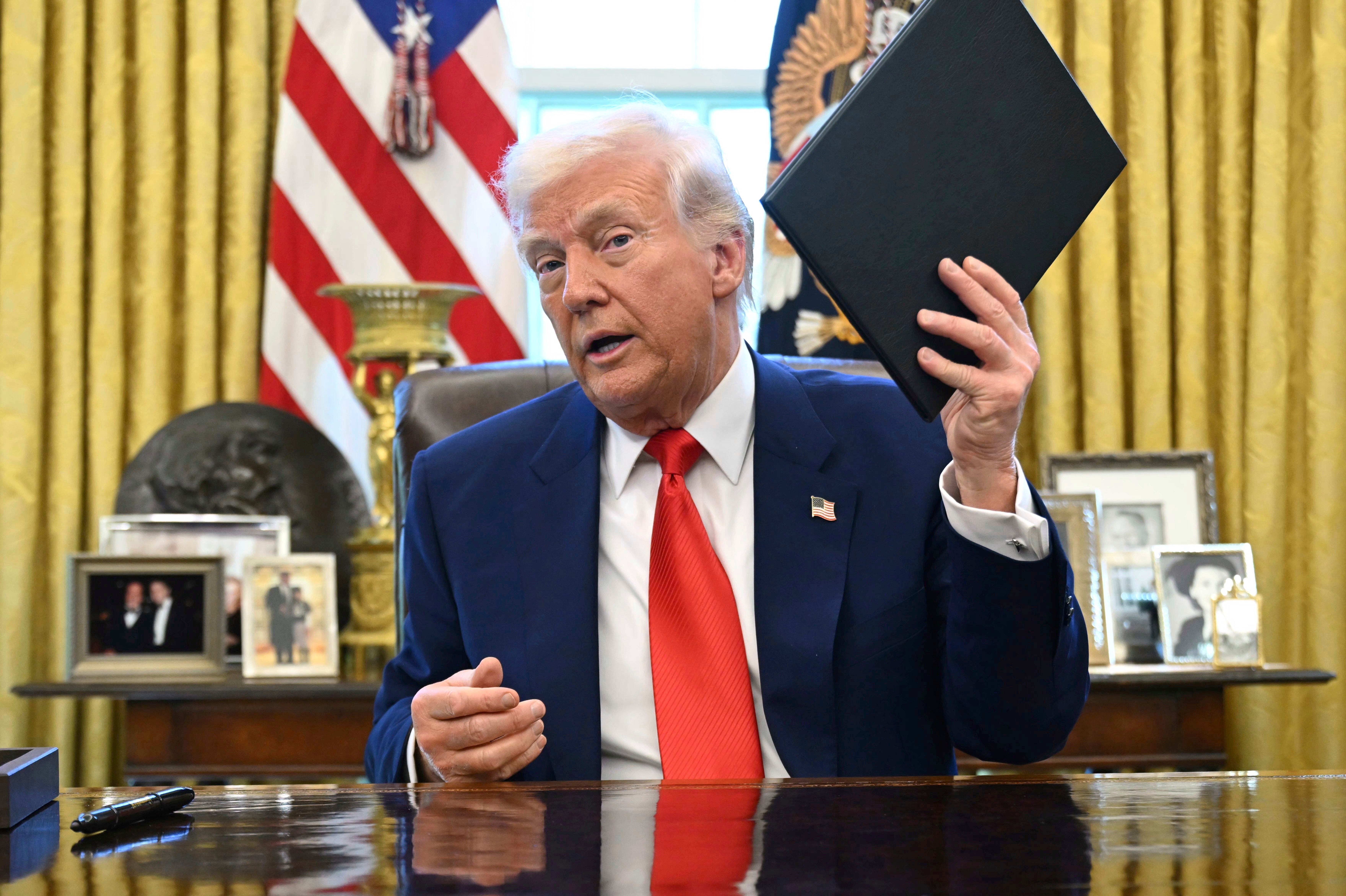 Donald Trump in the Oval Office on Wednesday after announcing a 90-day pause on tariffs for 'more than 75' nations. As the president nears the end of his first 100 days, he has issued a record-breaking high of 124 executive orders