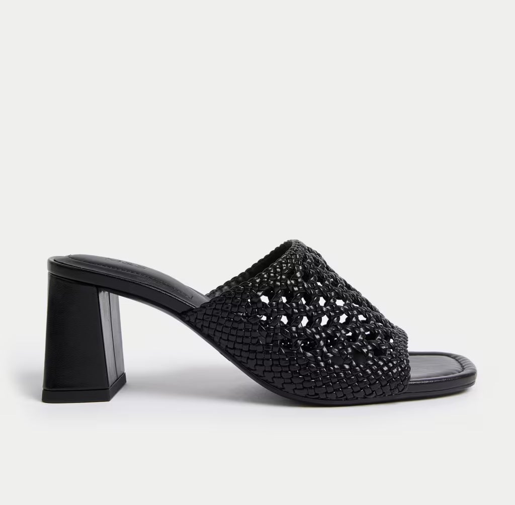 M&S Woven Block Heel Open Toe Mules, £39.50