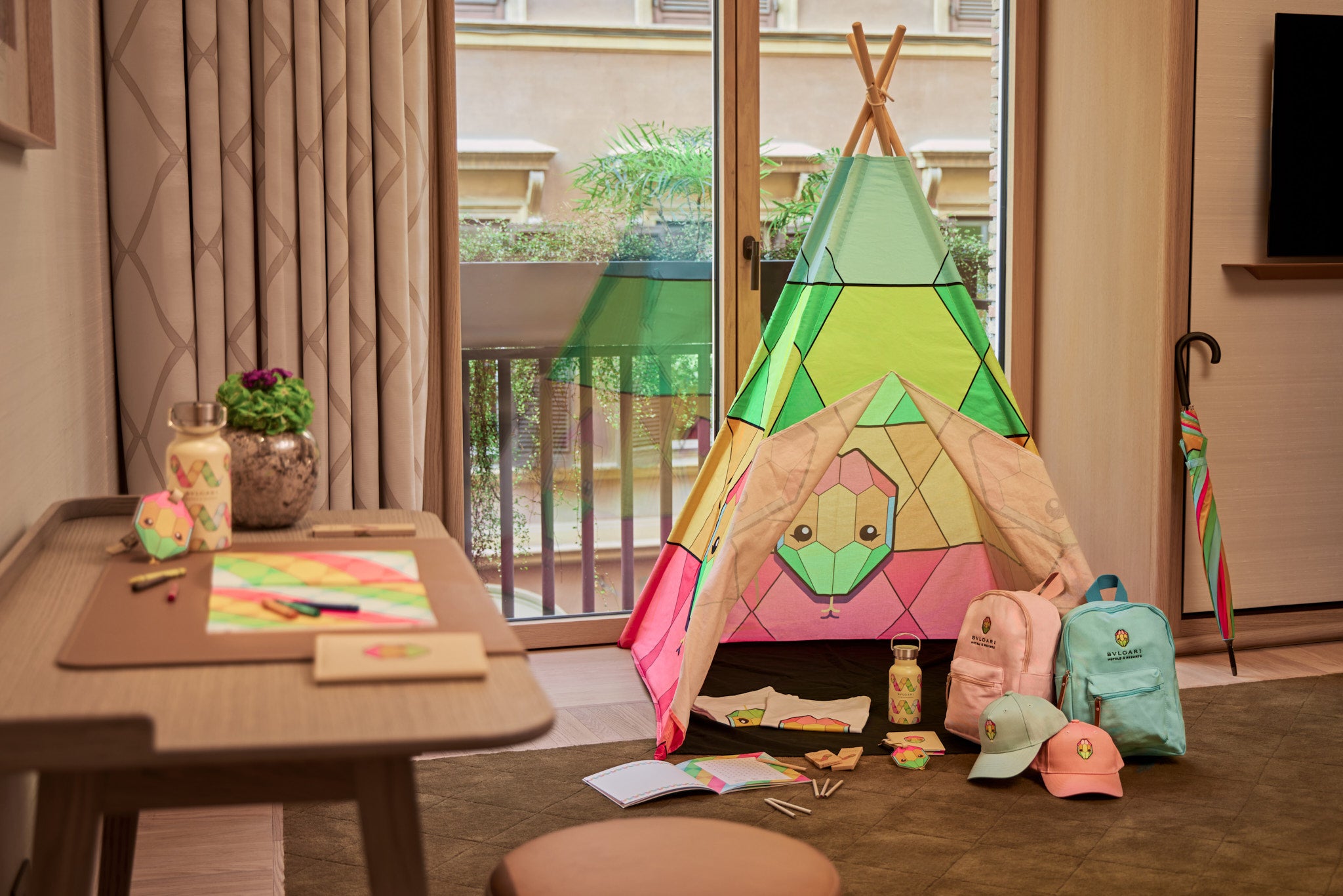 Bulgari will kit your children out with welcome backpacks and kid-sized robes upon arrival