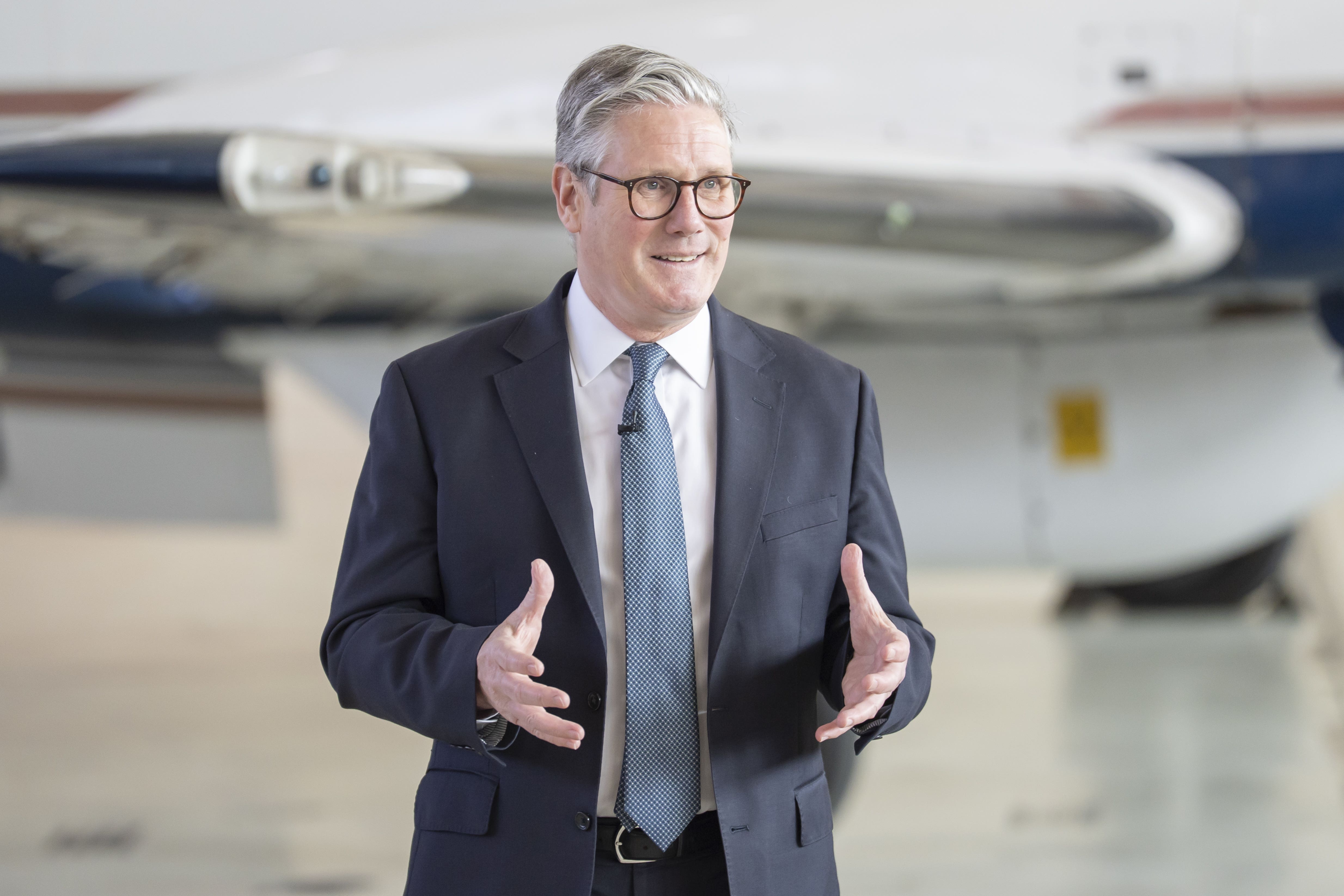 Prime Minister Sir Keir Starmer during his visit to Doncaster Sheffield Airport (Danny Lawson/PA)