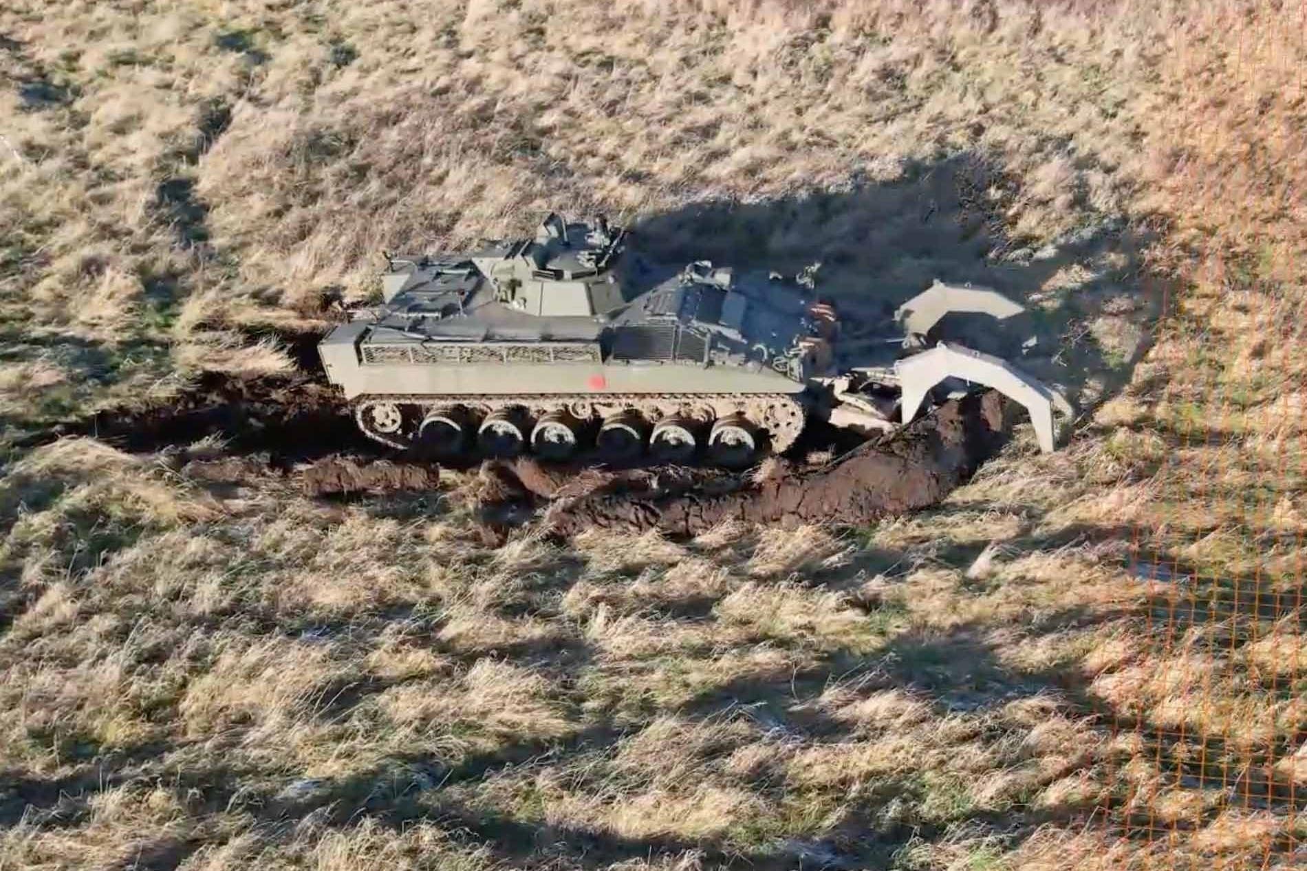 The remote-controlled mine plough system Weevil being put through its paces (MoD/PA)