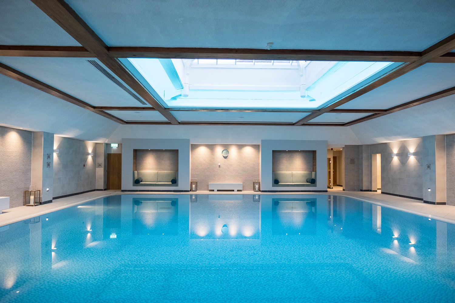 Take a dip in the 13-metre swimming pool ahead of your flight