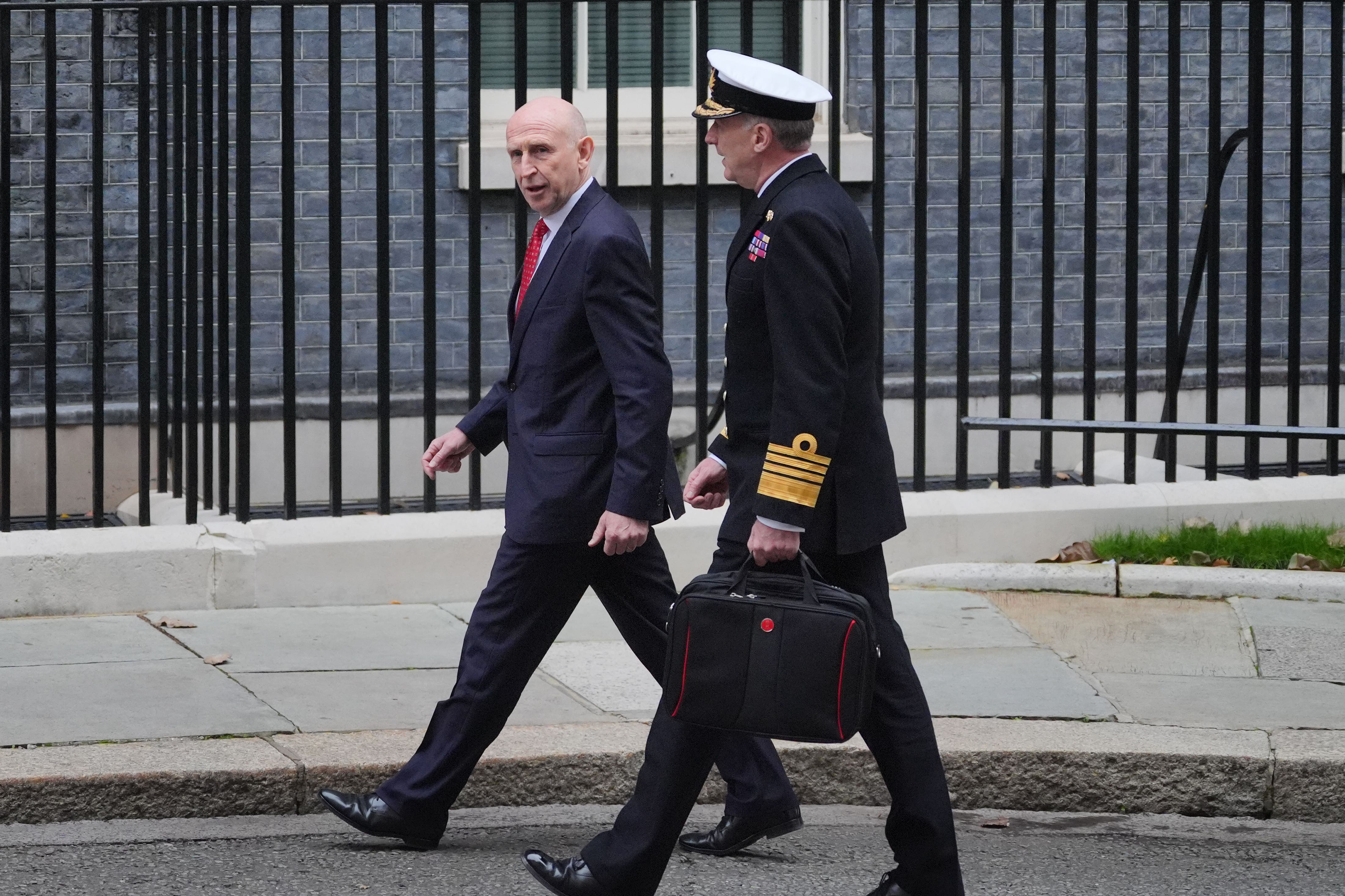 Defence Secretary John Healey (left) and Chief of the Defence Staff Admiral Sir Tony Radakin (Jonathan Brady/PA)