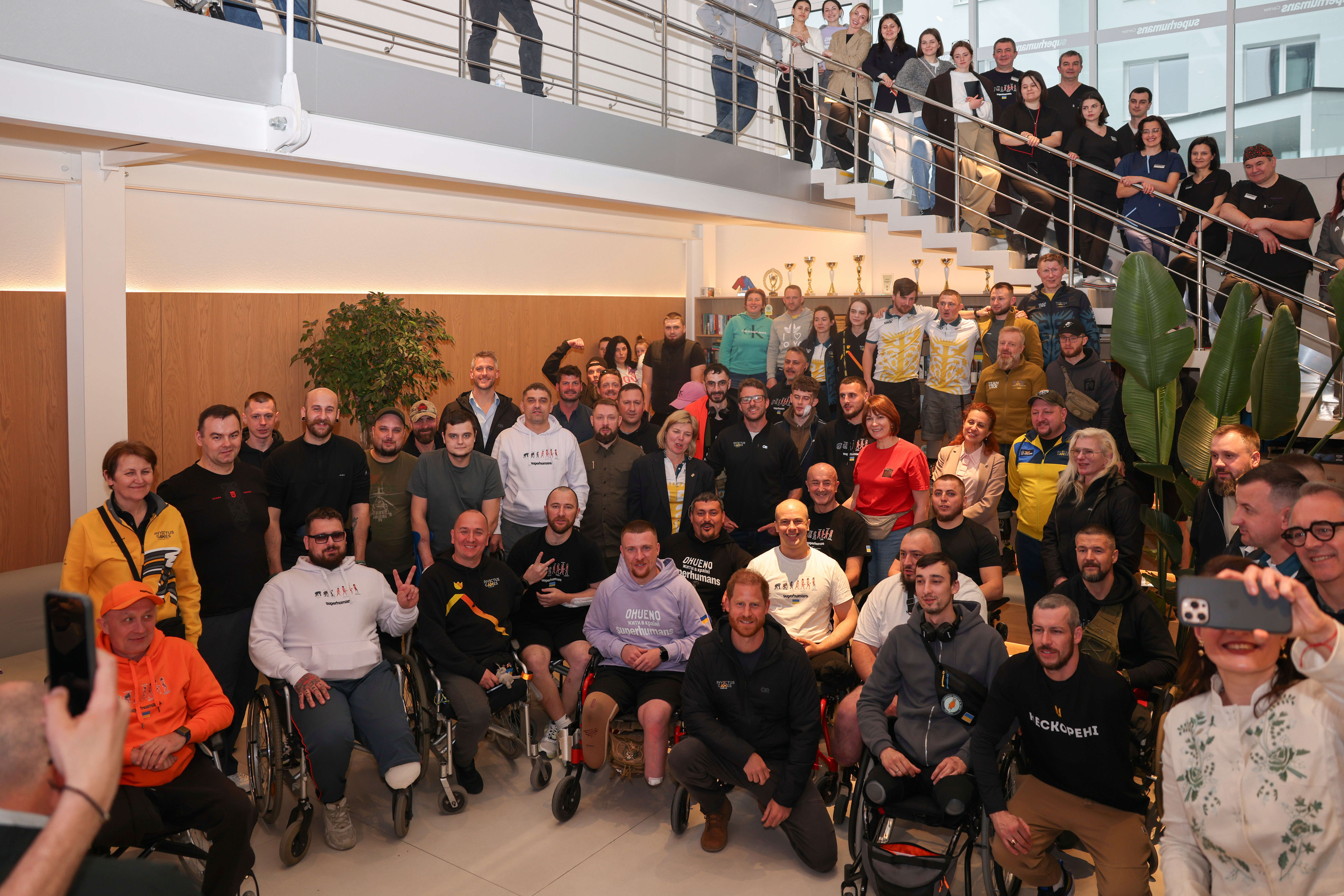 Prince Harry visited the Superhumans Centre, an orthopaedic clinic in Lviv that treats and rehabilitates wounded military personnel and civilians