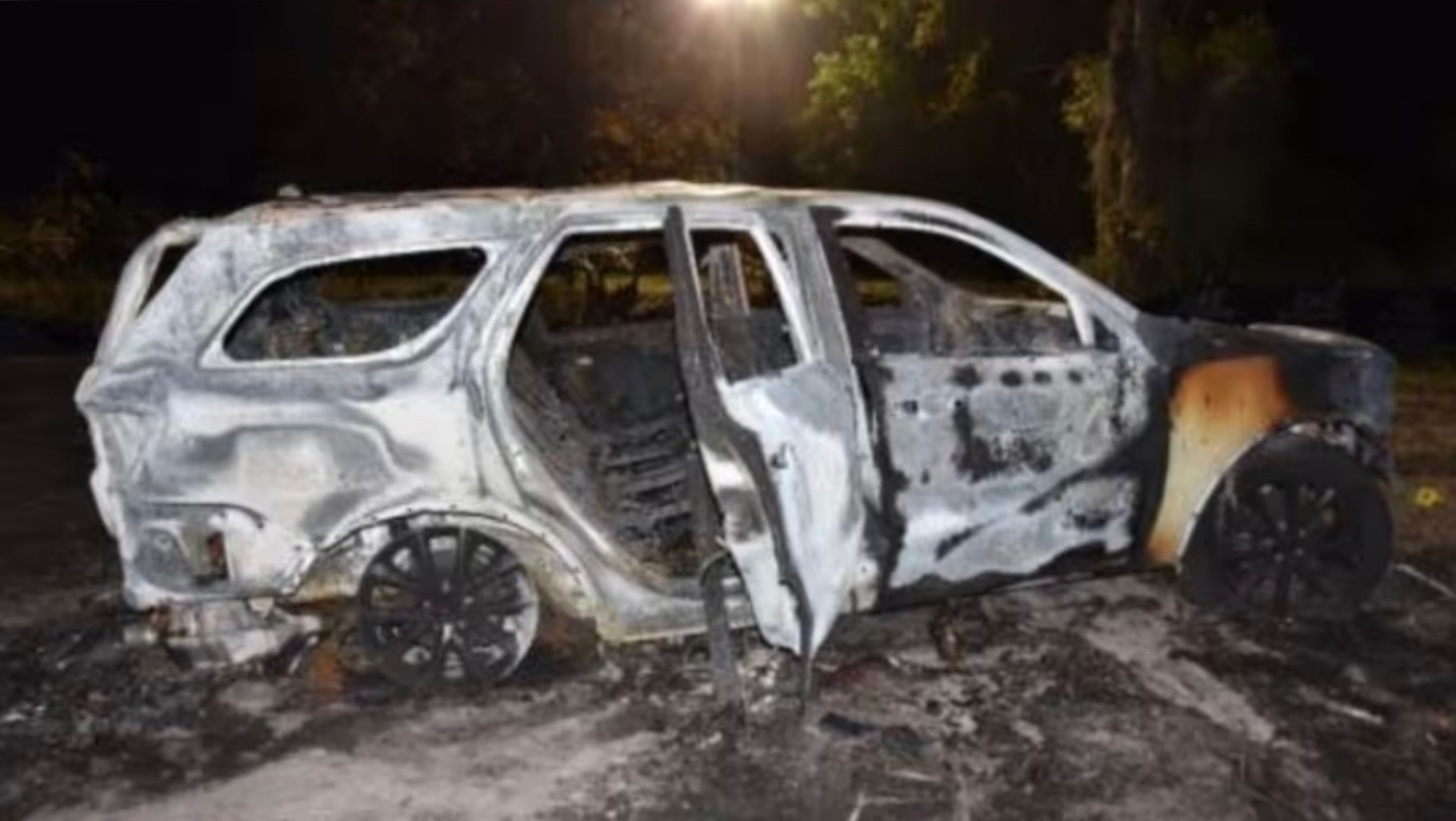 A photo of Katherine Aguasviva burnt vehicle