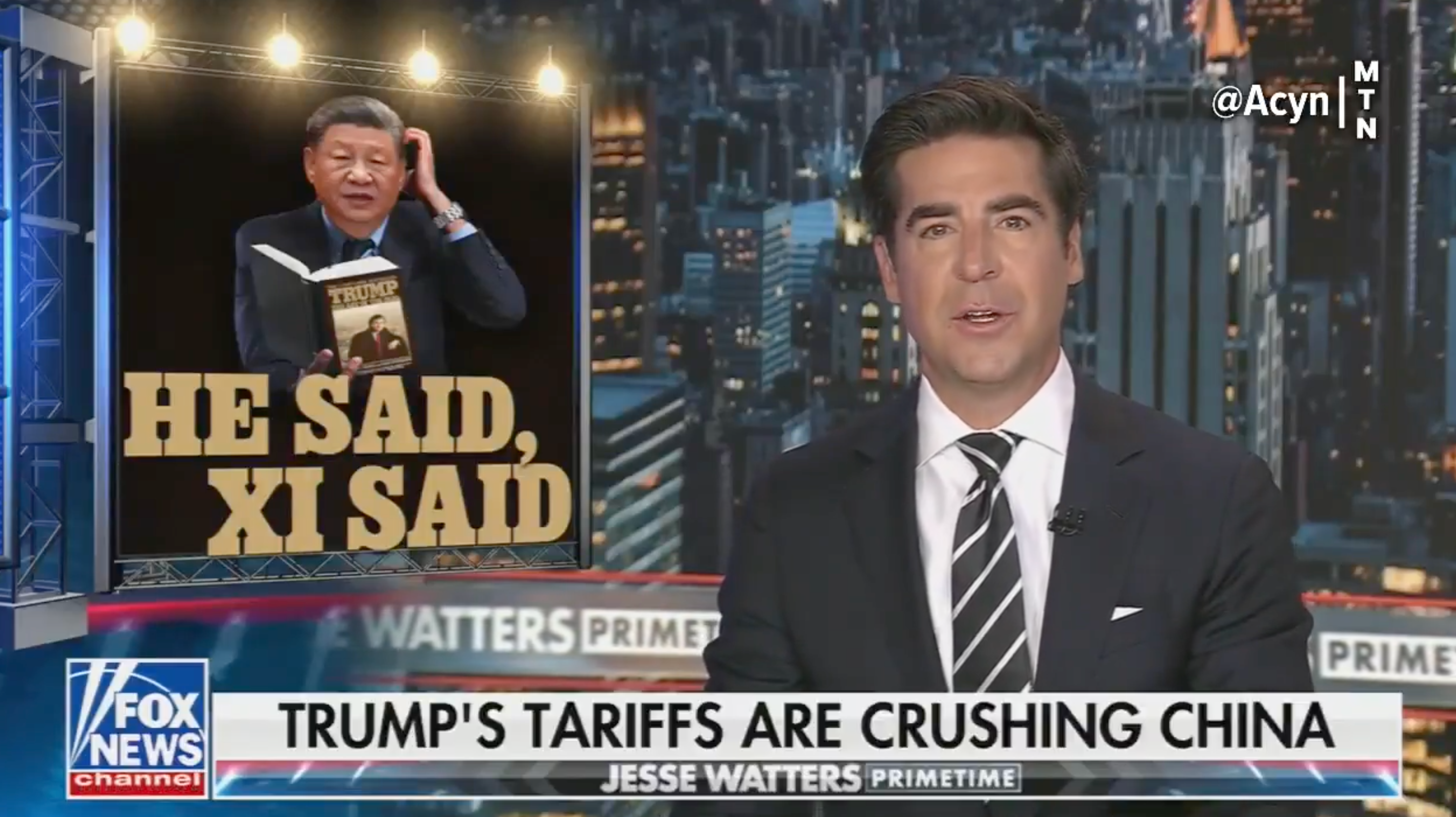 Fox News, including Jesse Watters, hosts rushed to pile on support for President Donald Trump's stunning tariff U-turn