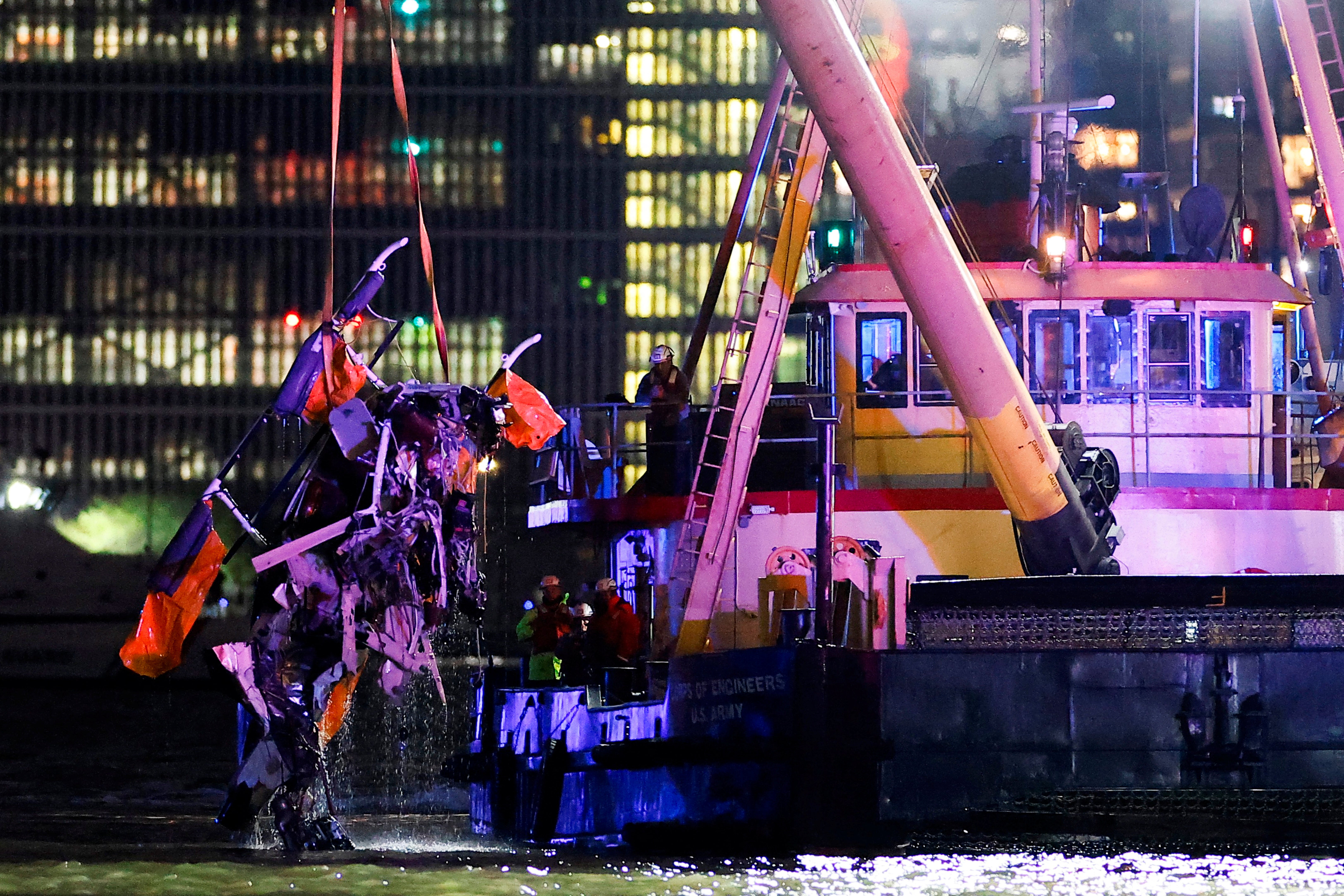 It was some hours before the fuselage and cabin of the helicopter was lifted from the water by crane