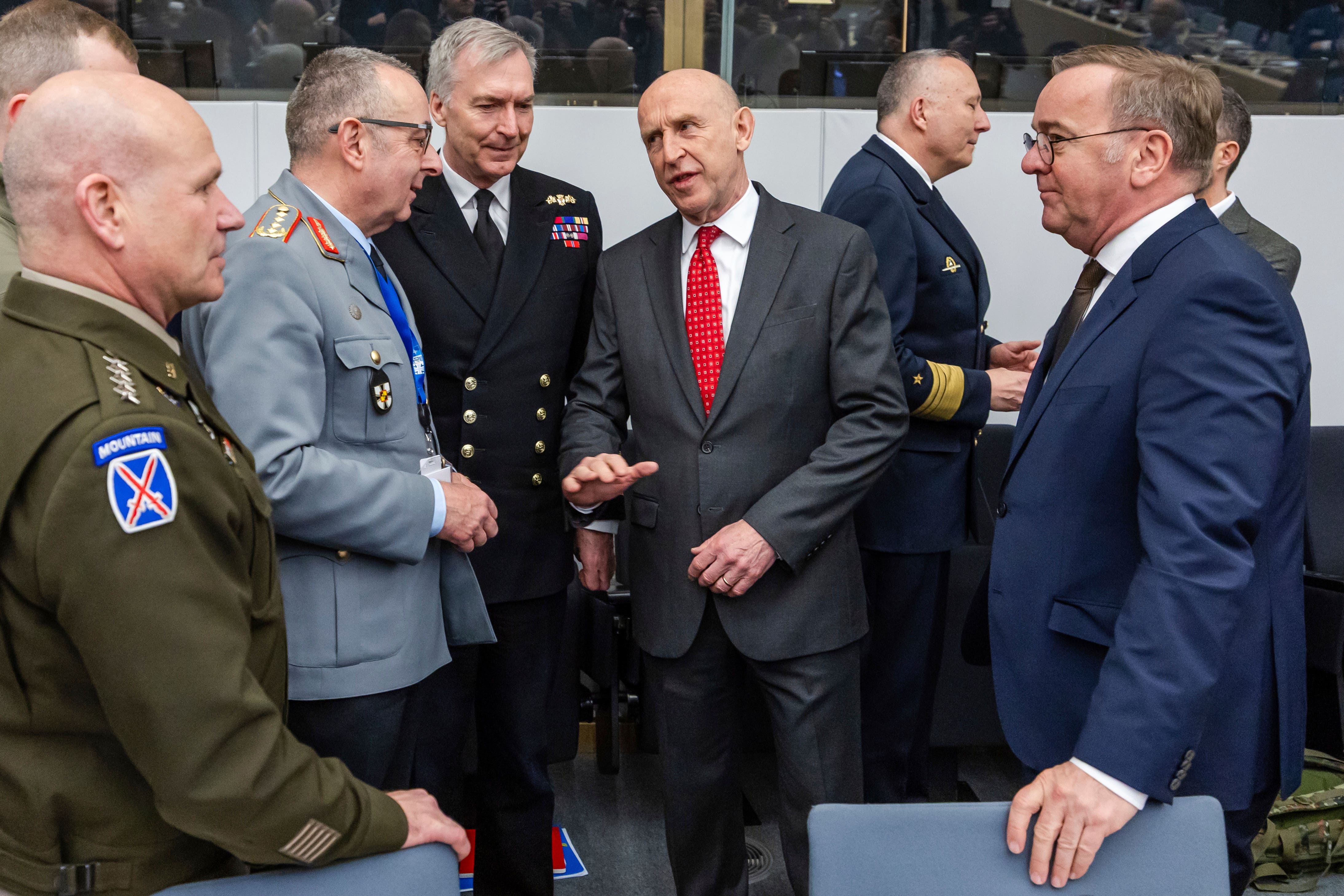 John Healey co-chaired a meeting of the Ukraine Defence Contact Group (Geert Vanden Wijngaert/AP)