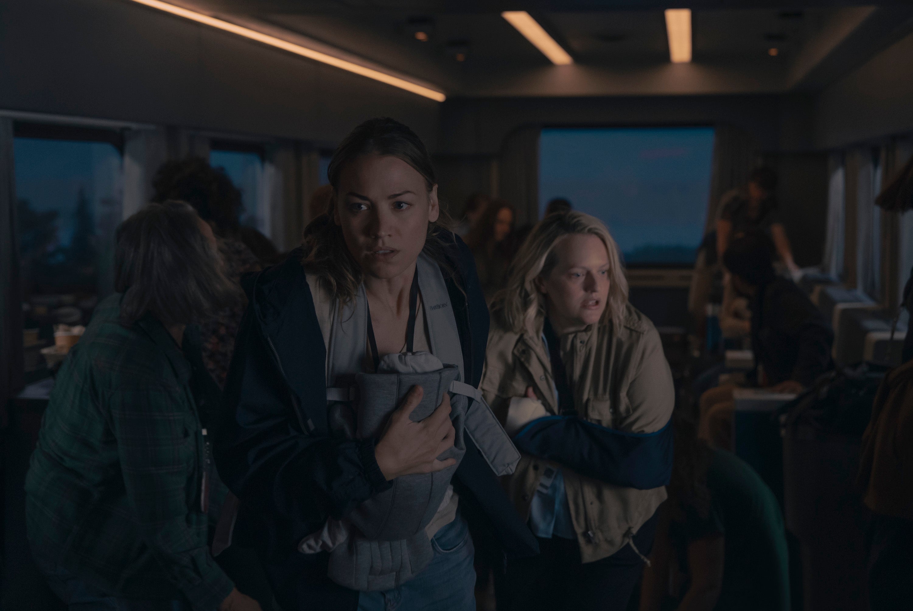 Yvonne Strahovski (left) as Serena and Elisabeth Moss (right) as June in 'The Handmaid's Tale' season 6