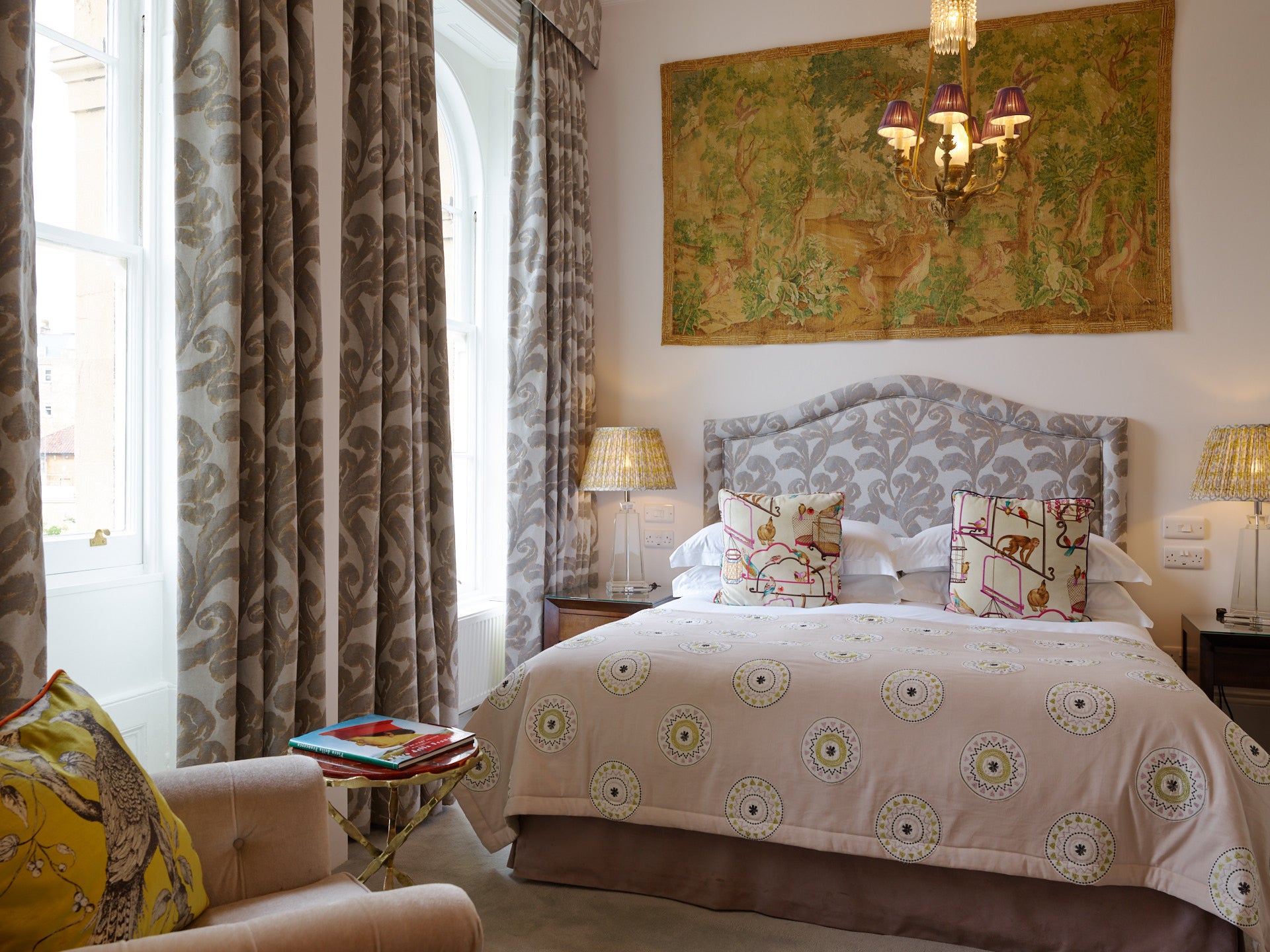 Bold and vibrant patterns work to create a fun yet cosy vibe in The Bird, Bath’s rooms