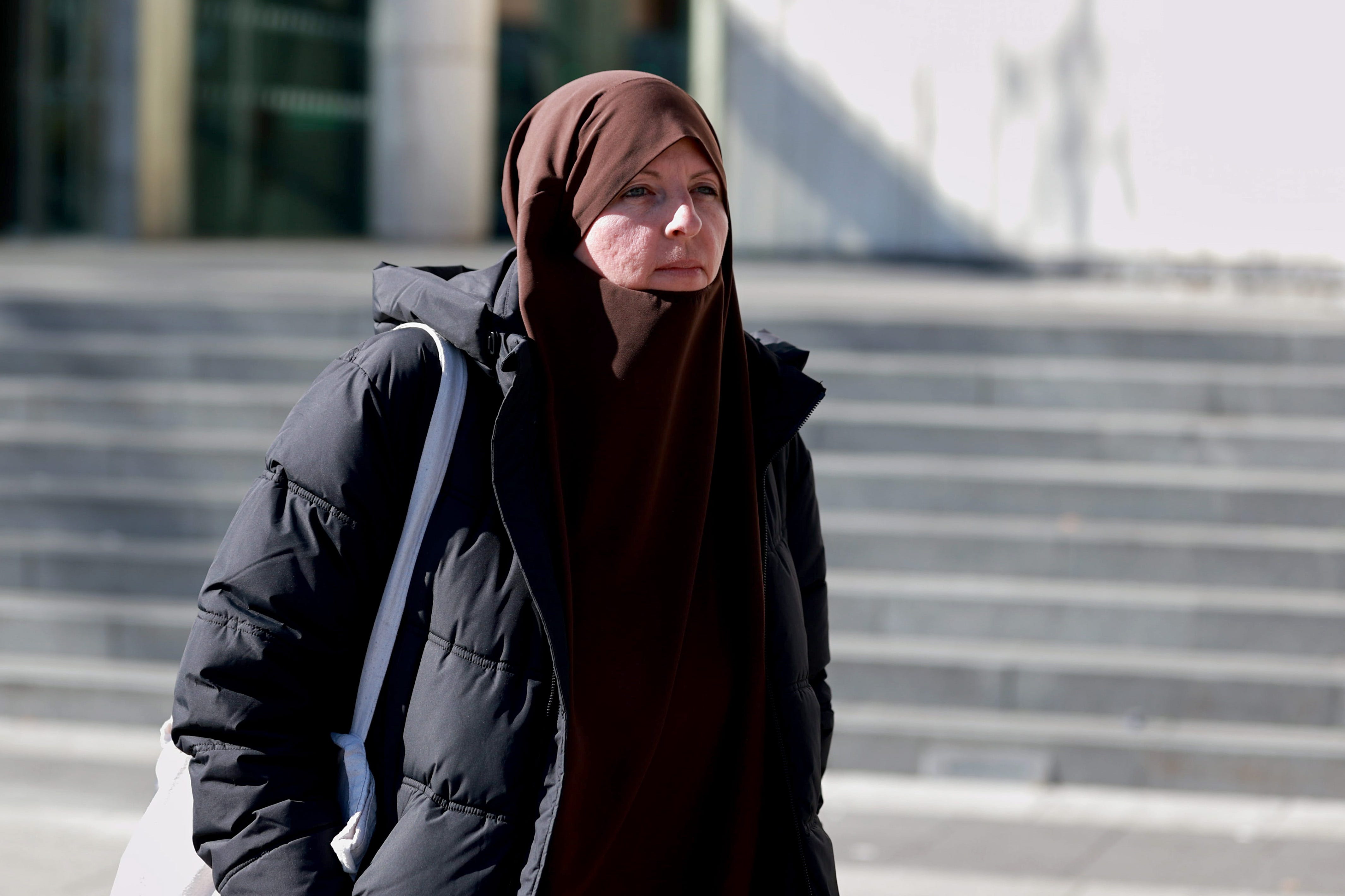 Former Irish soldier Lisa Smith leaves the Courts of Criminal Justice in Dublin (Liam McBurney/PA)