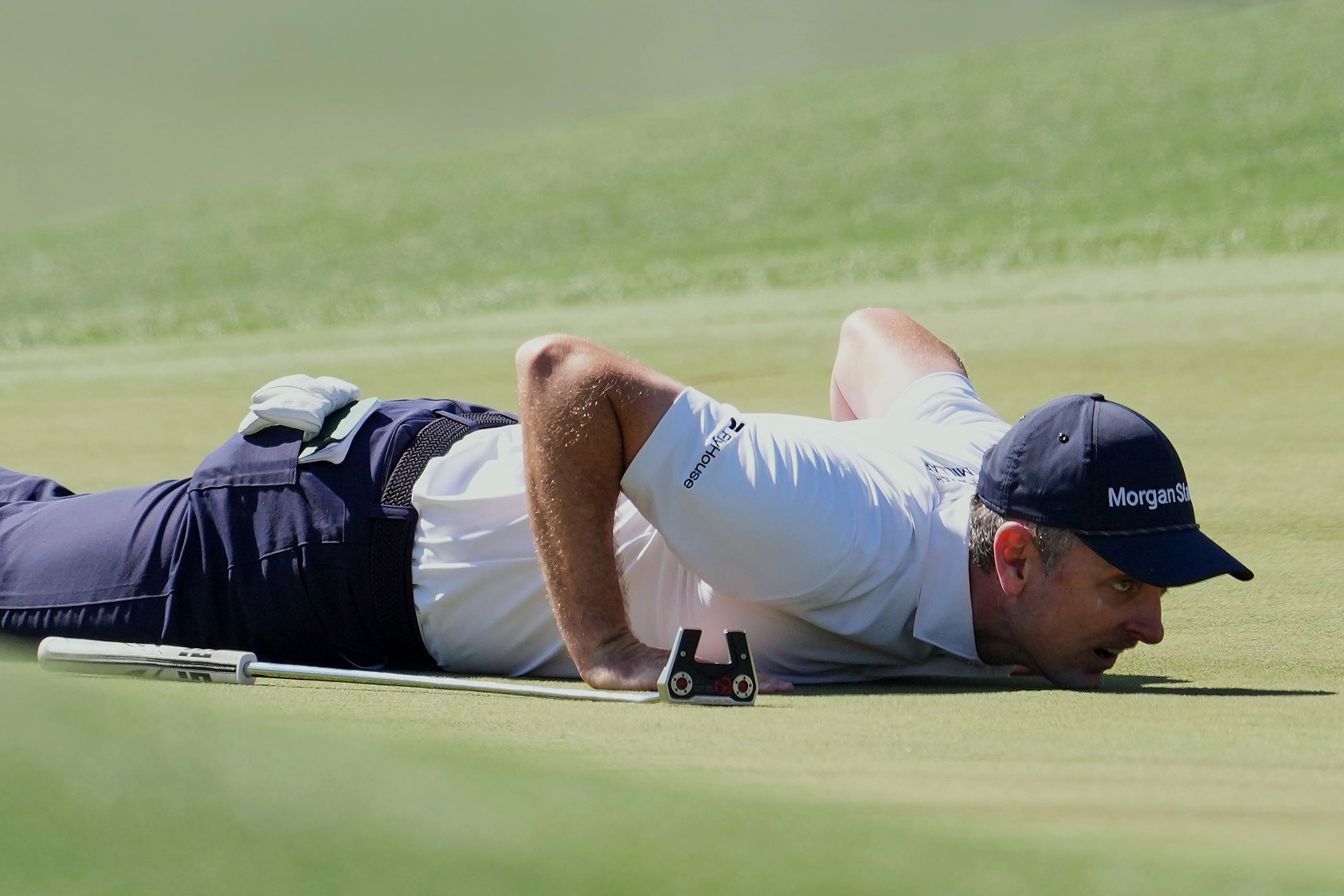 Justin Rose remained top of the leaderboard midway through his second round of the 89th Masters (Matt Slocum/AP)