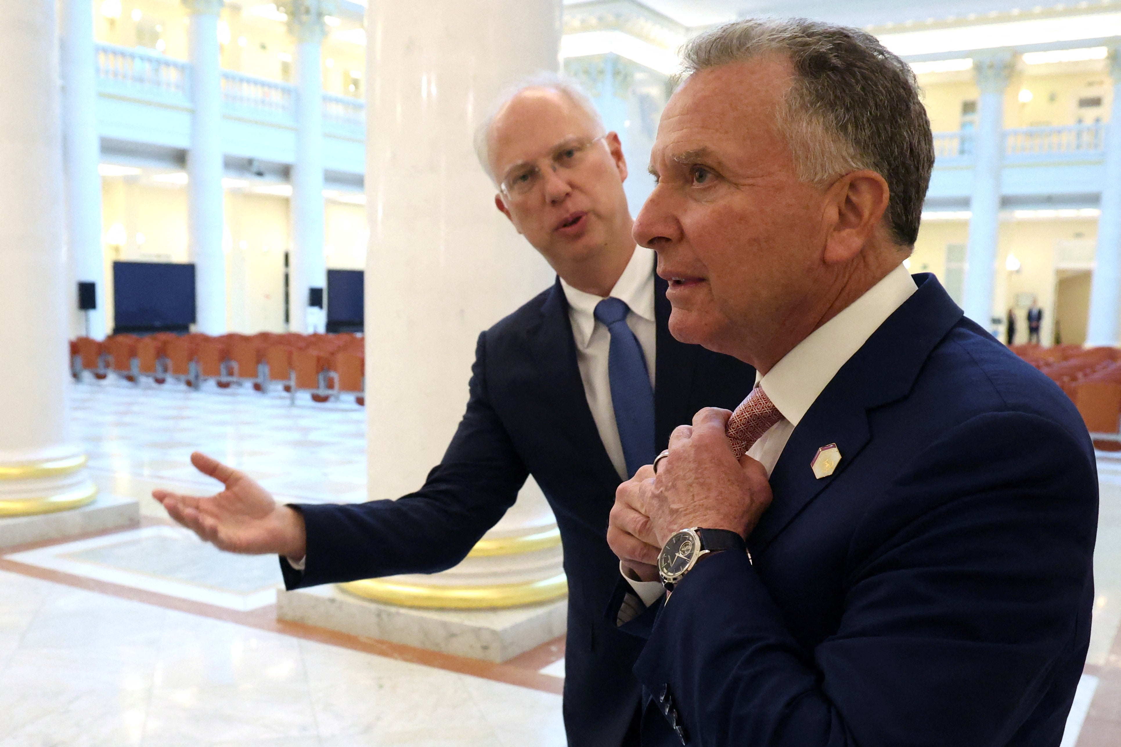 Dmitriev with Witkoff during a meeting in Saint Petersburg, Russia in April