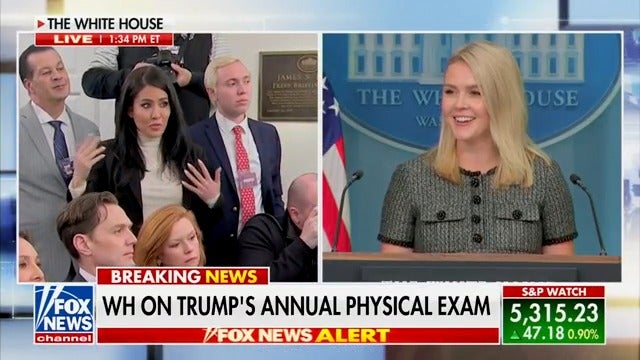 Lindell TV correspondent Cara Castronuova asks White House press secretary Karoline Leavitt if she could share President Donald Trump's "fitness plan" because he looks "healthier than ever before."