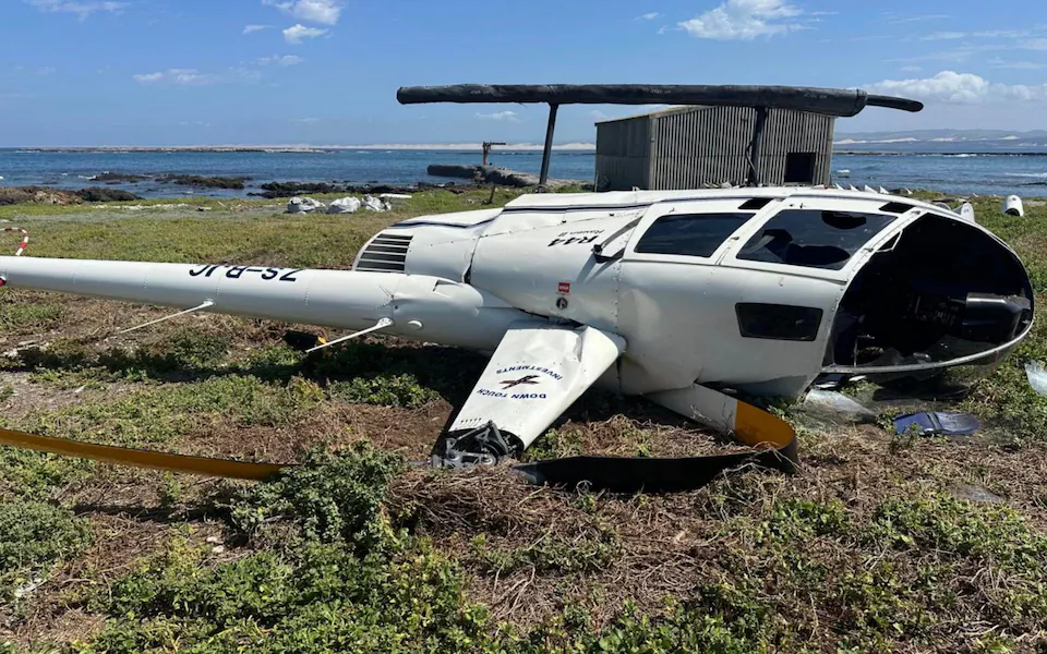 Helicopter crashed in South Africa after penguin in a card box slipped