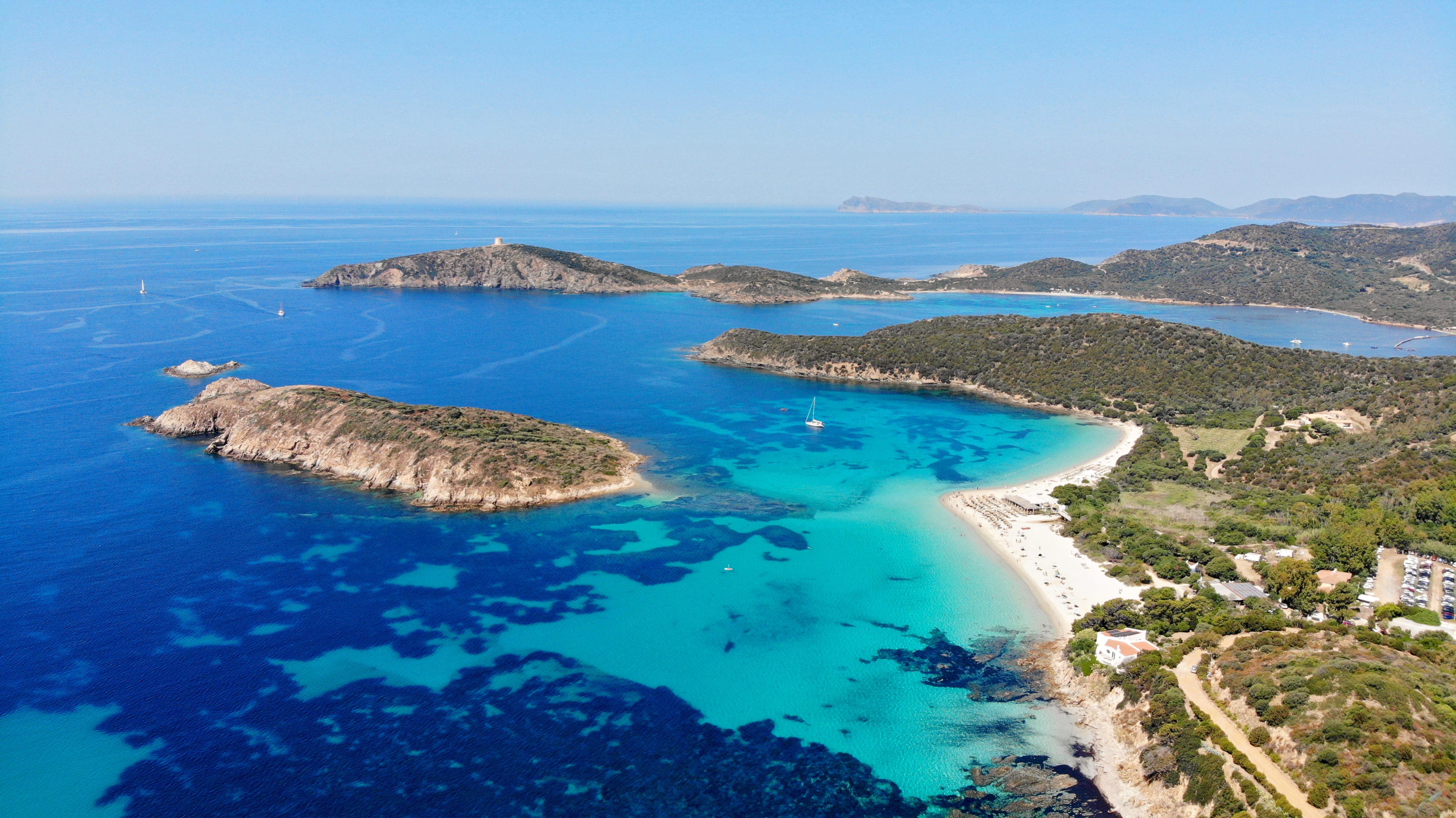 Tuerredda Beach is shielded from winds, making for calmer waters