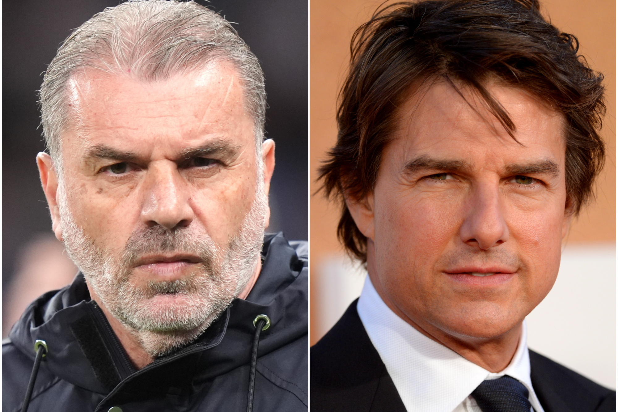 Ange Postecoglou and Tom Cruise (Bradley Collyer/Doug Peters/PA)