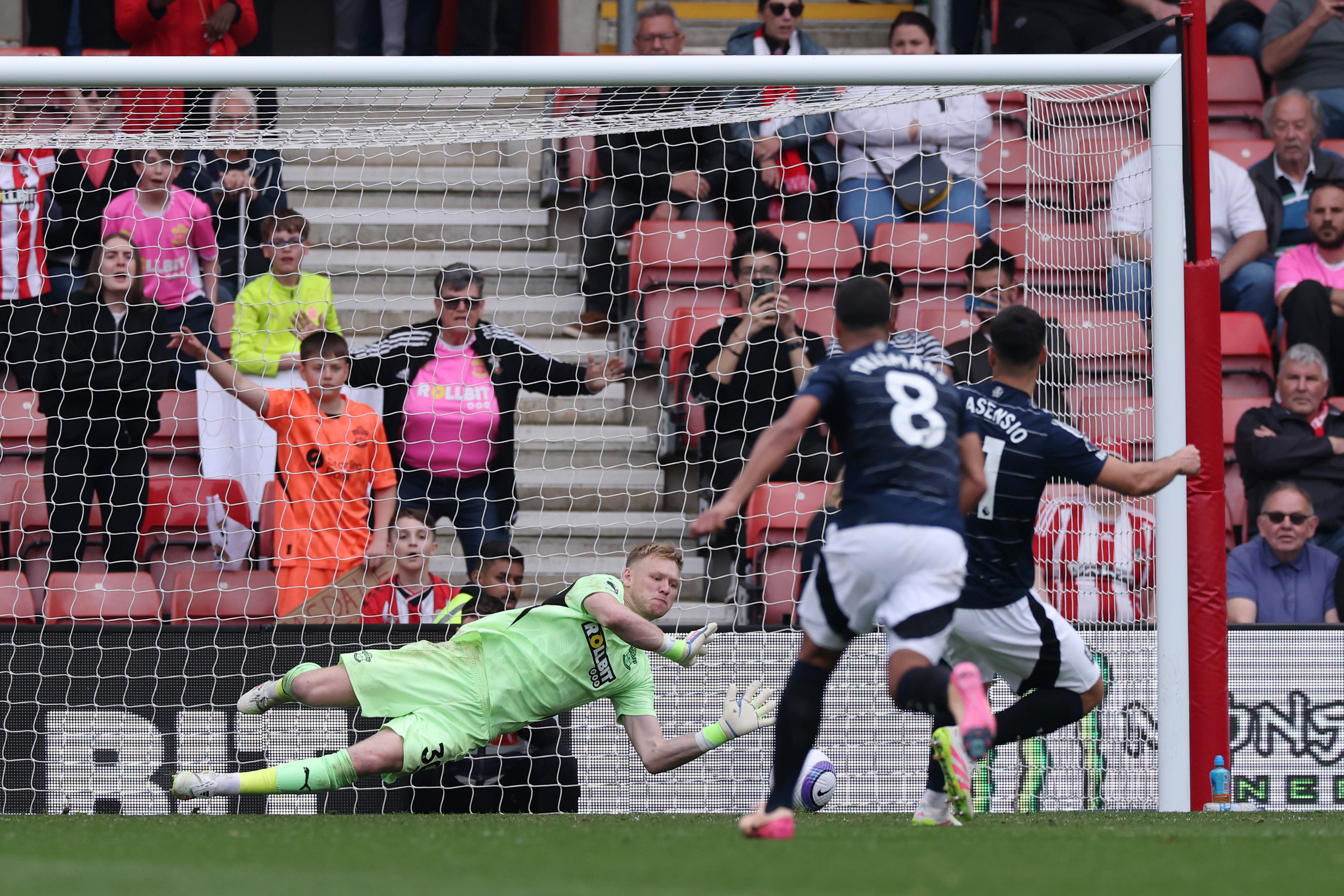 Marco Asensio was twice denied from the penalty spot