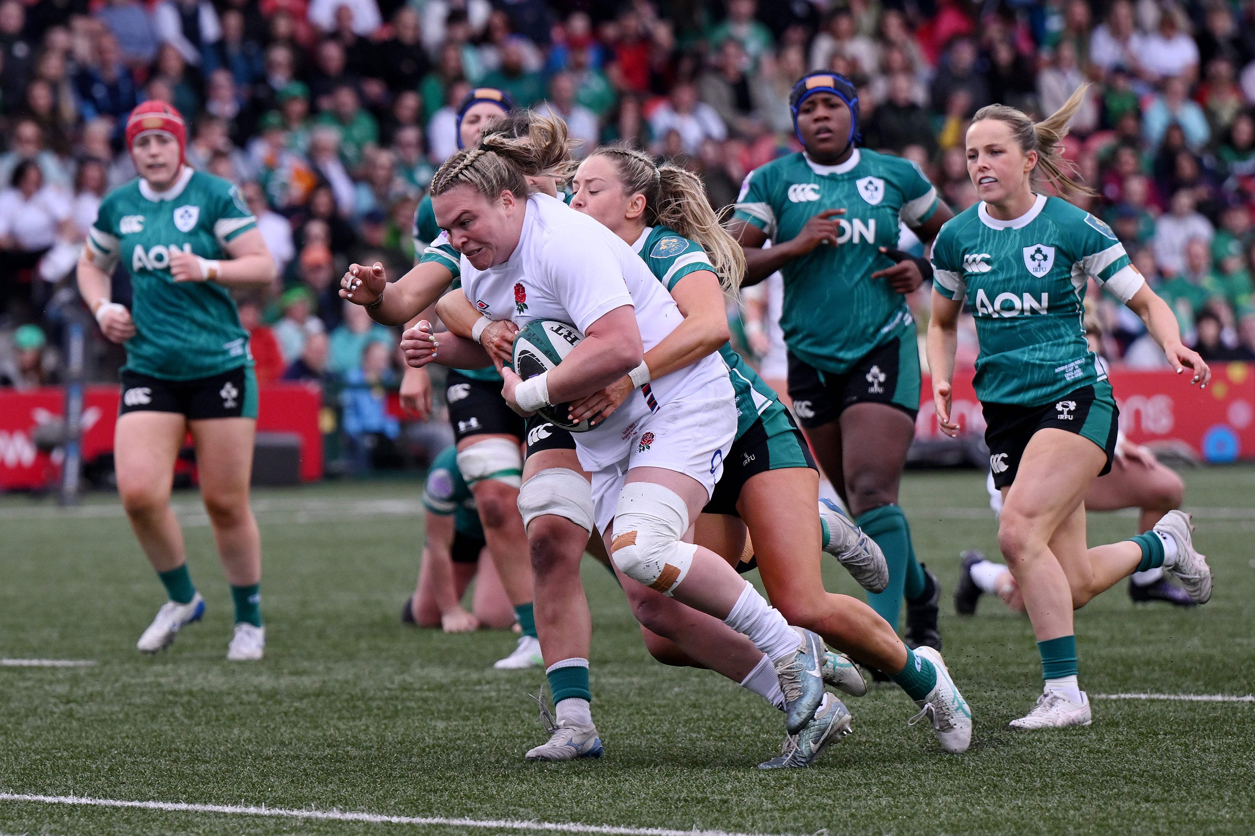 <p>Sarah Bern scored twice off the bench as England powered out of danger</p>