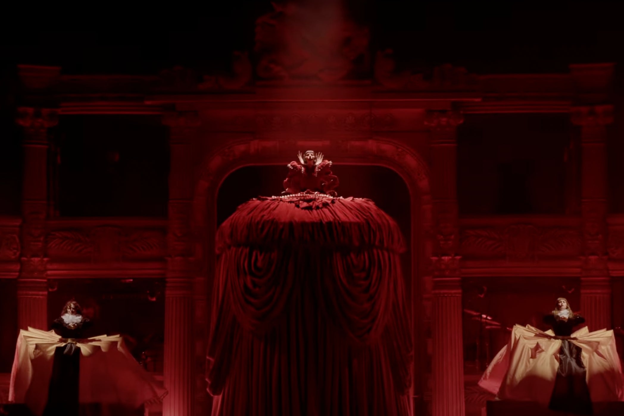 Lady Gaga's towering dress during opener 'Bloody Mary' at Coachella 2025