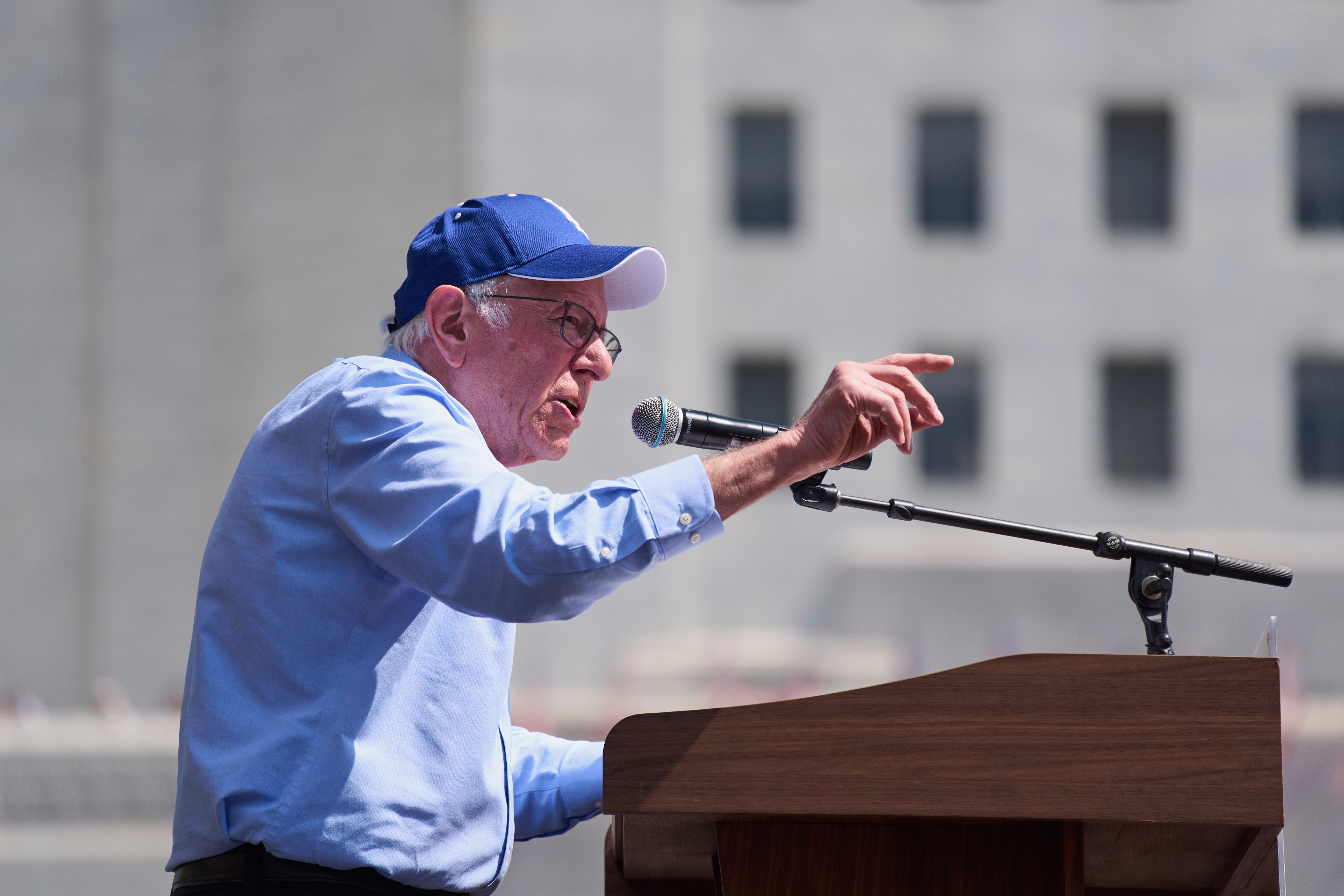 Bernie Sanders speaks at an event in New York