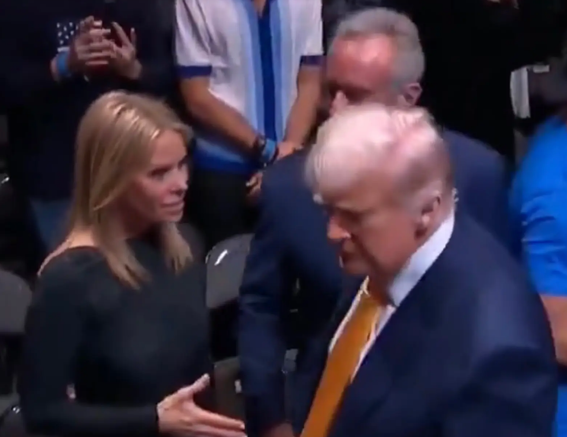 Donald Trump appeared to blank Cheryl Hines at a UFC match on Saturday