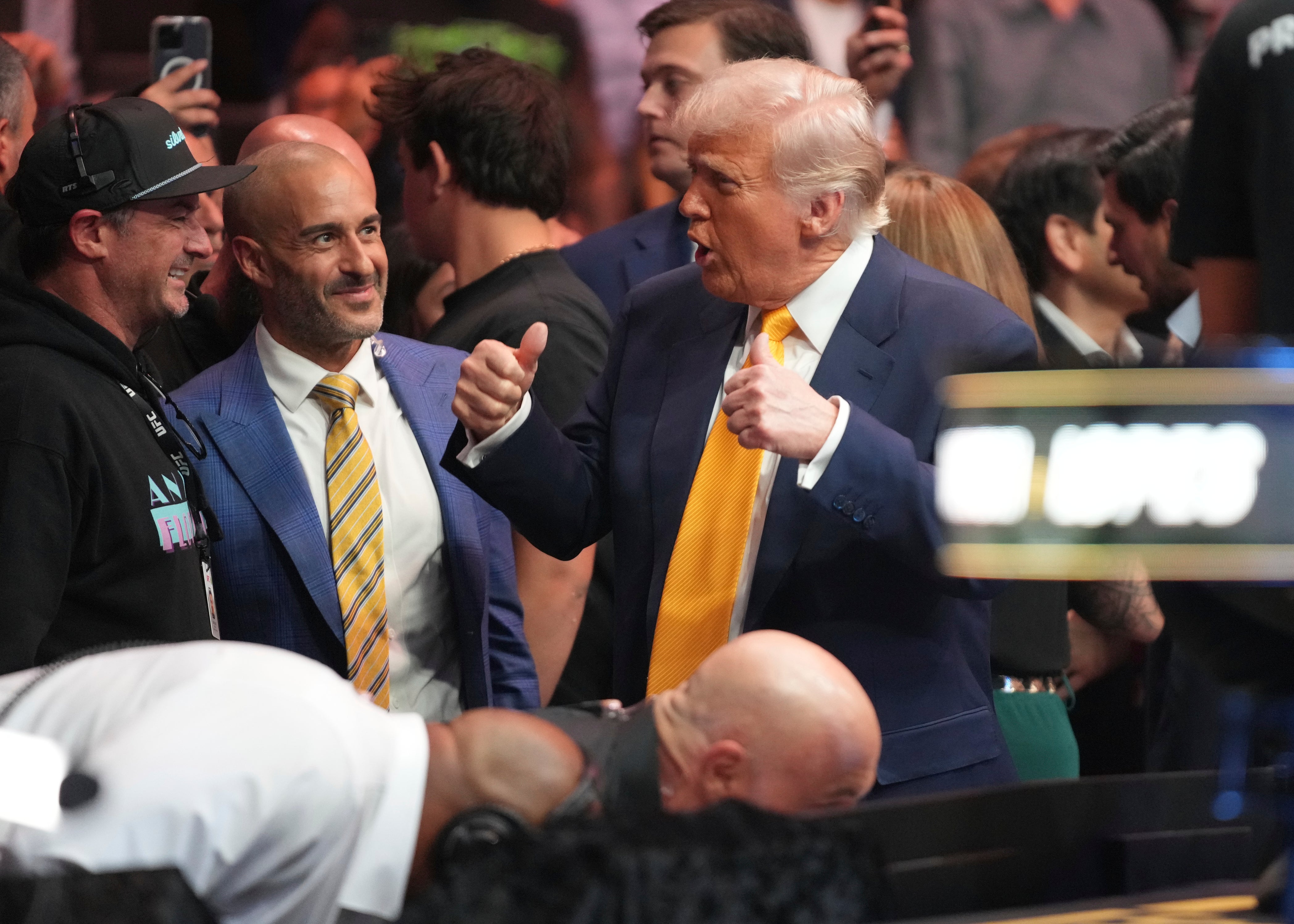 Donald Trump attends a mixed martial arts fight at UFC 314 in Miami on 12 April 2025