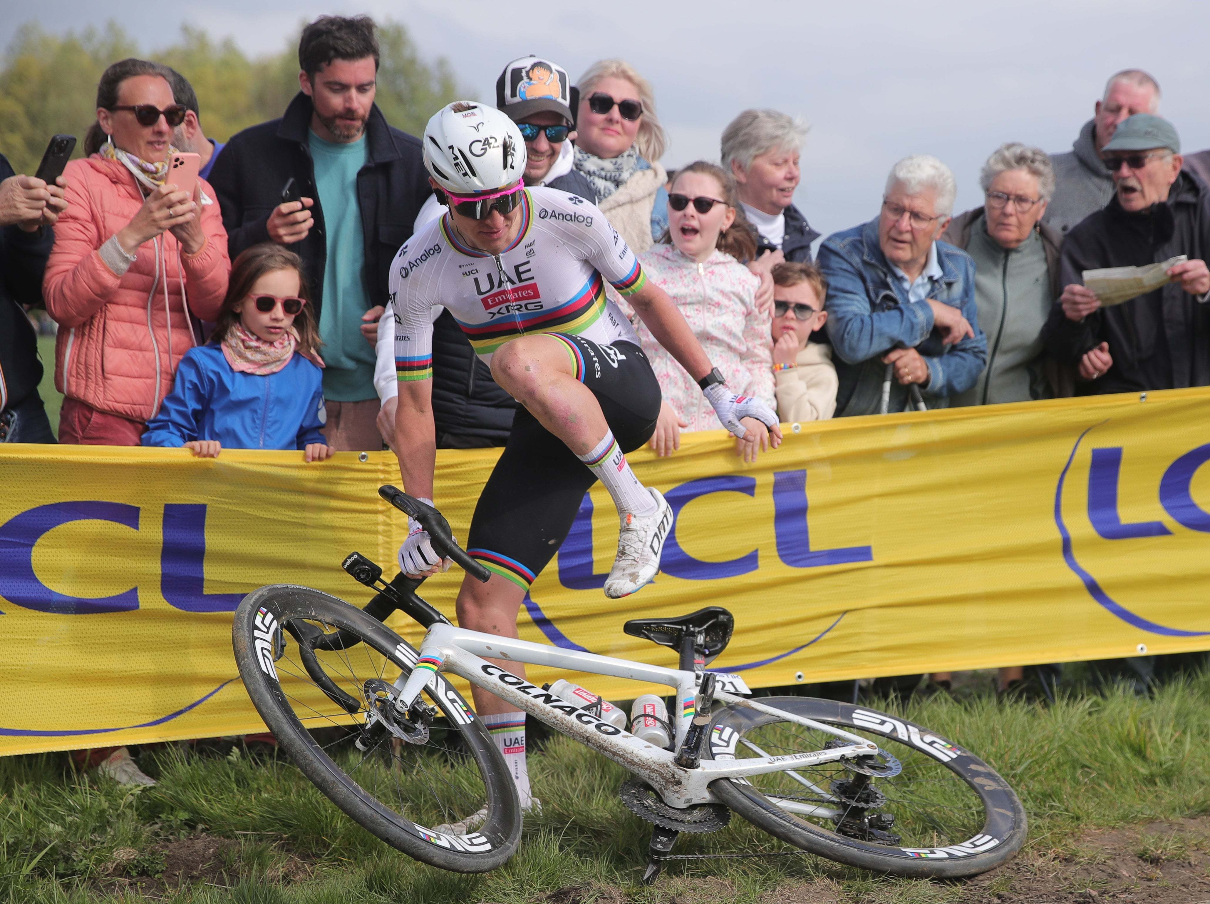 Pogacar made a mistake on a sharp bend and ended up in the crash barriers