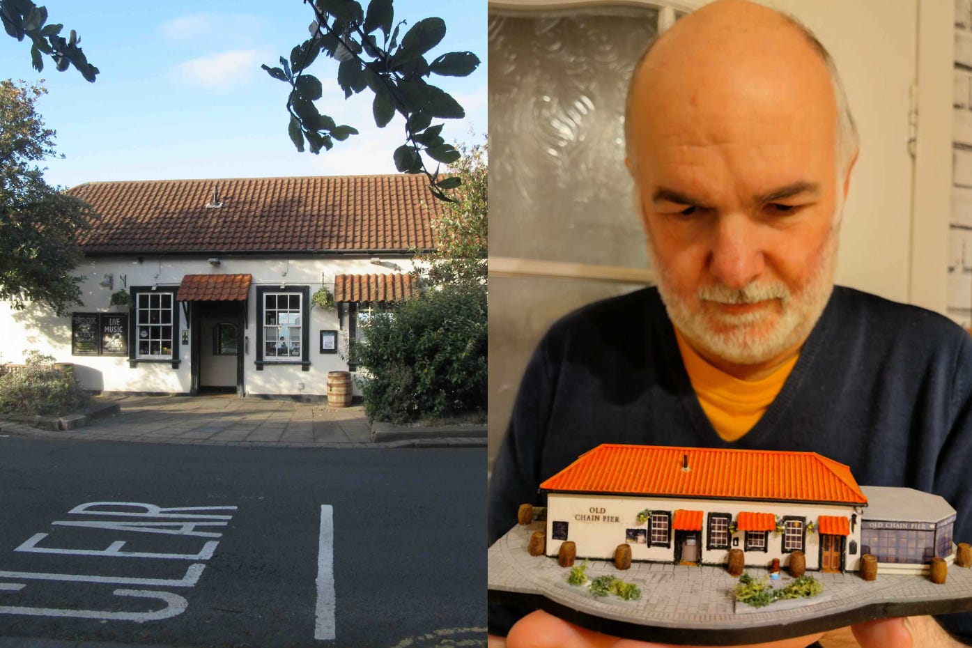 The Old Chain Pier in Edinburgh next to a mini version Keith Crawley made of it (Keith Crawley/J Dinse/PA)