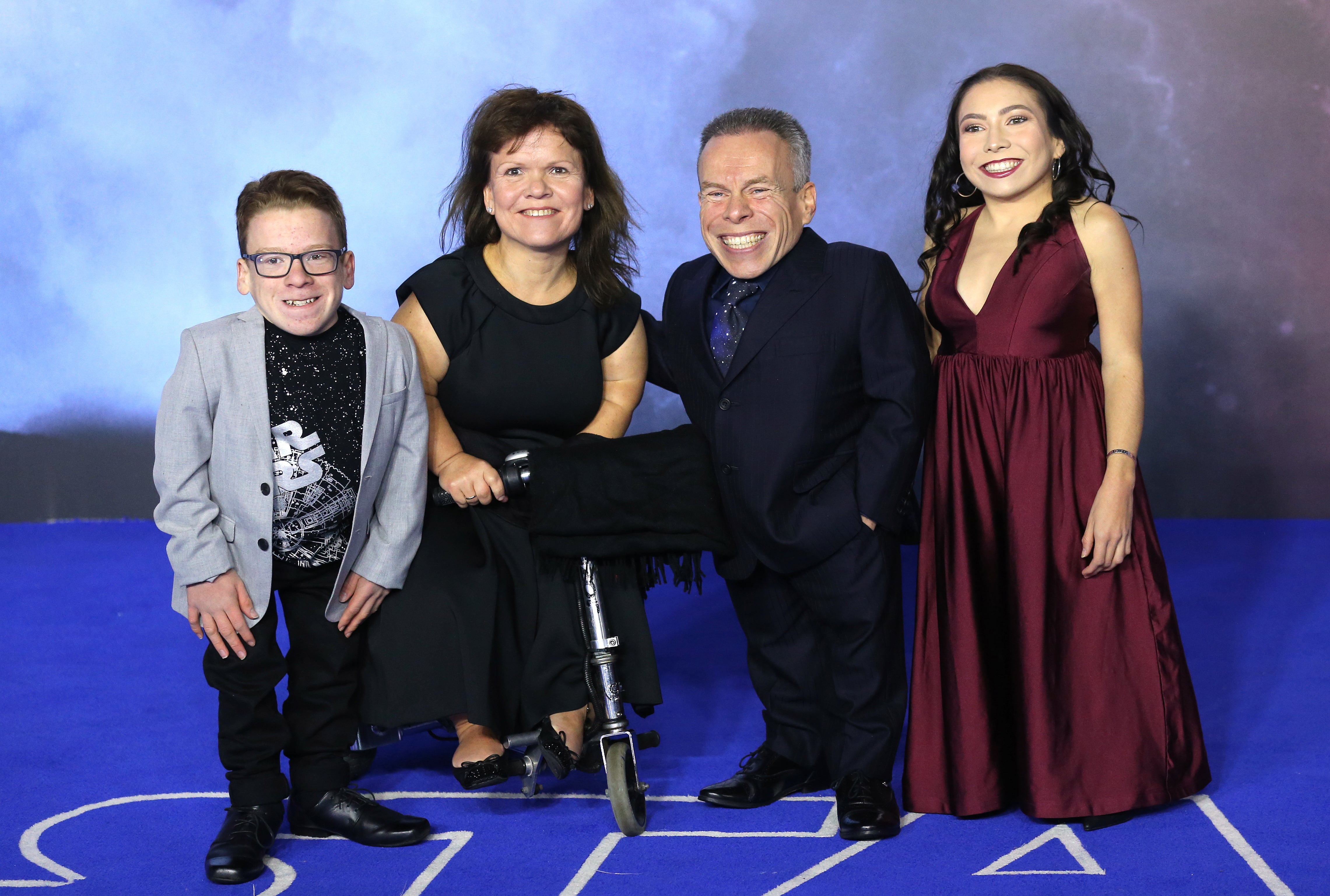 Harrison Davis, Samantha Davis, Warwick Davis and Annabelle Davis (Isabel Infantes/PA)