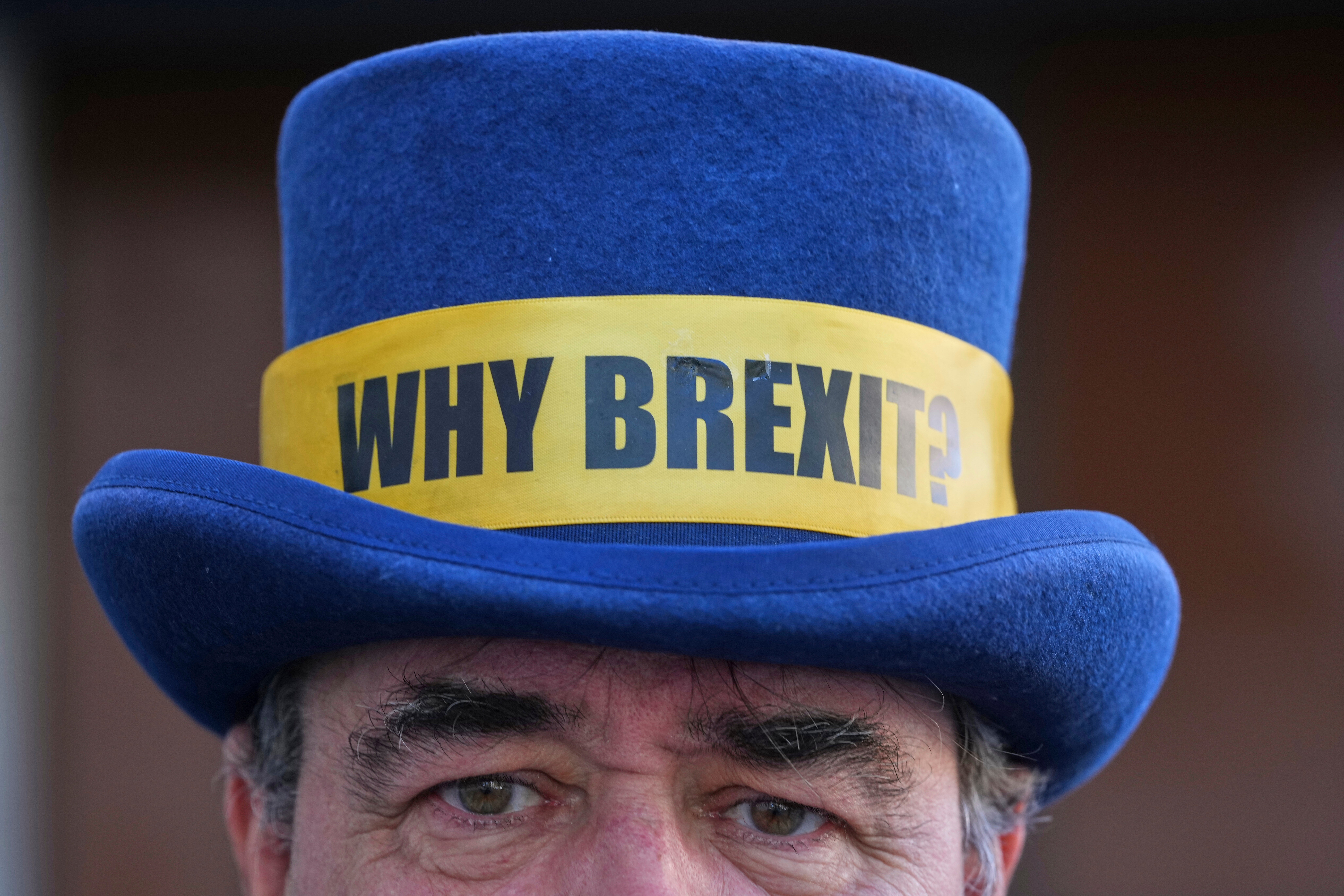 Anti-Brexit campaigner Steve Bray poses as he arrives at Westminster Magistrates Court