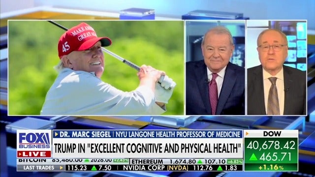Fox News medical analyst Dr. Marc Siegel gushes over Donald Trump's physical exam results, which cites the president's frequent gold victories.