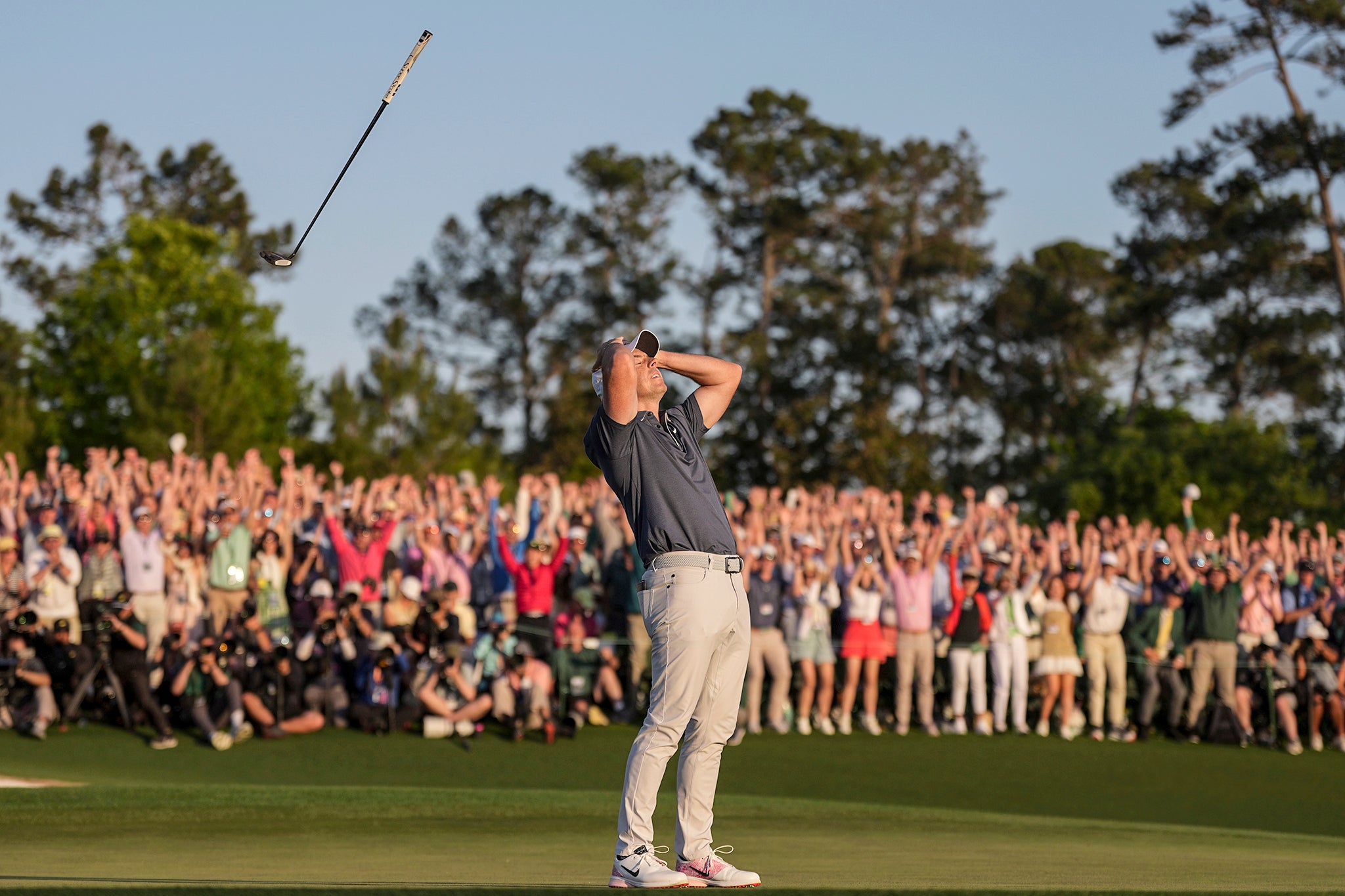McIlroy reacts after defeating Justin Rose in the final-round playoff on Sunday