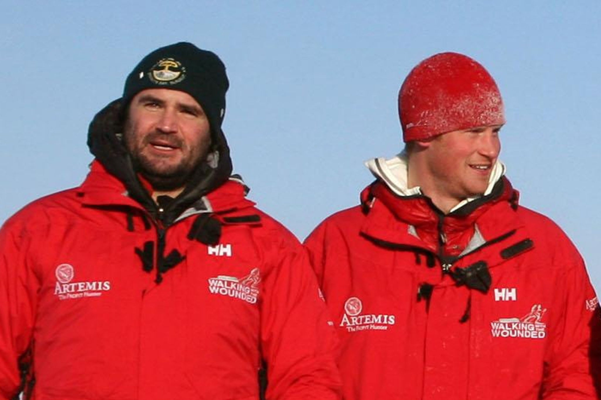 Henry Cookson and Prince Harry on a training exercise for their North Pole trip