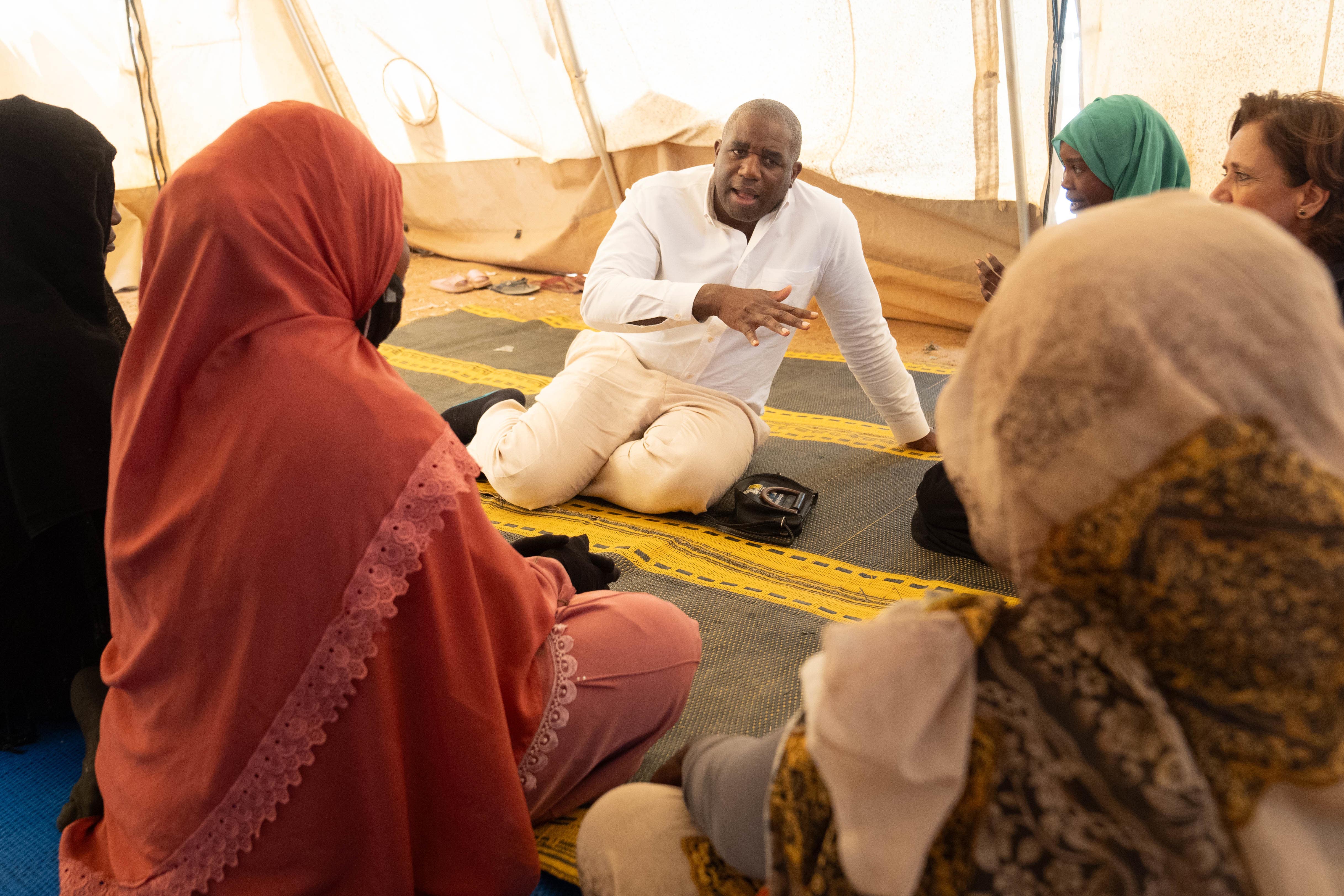 Foreign Secretary David Lammy at the Adre refugee camp, on the border between Chad and Sudan (Stefan Rousseau/PA)