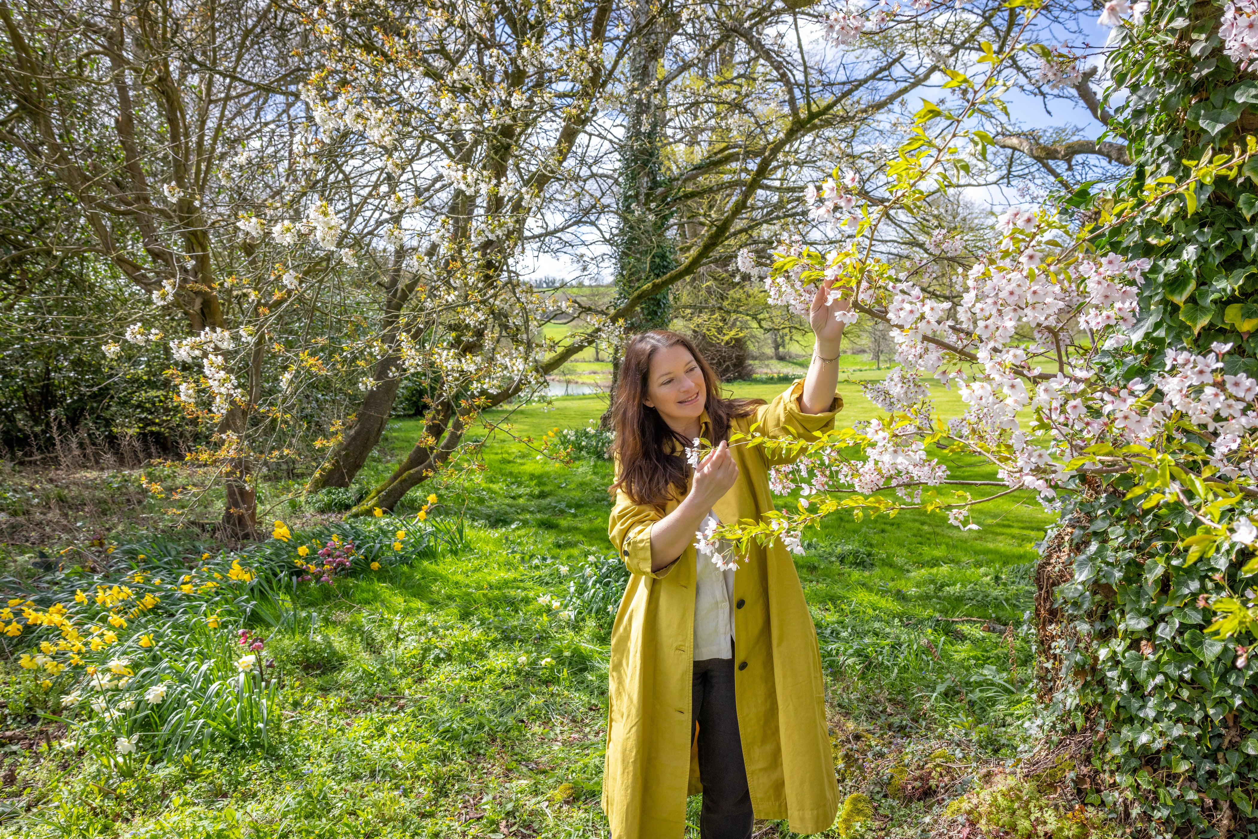 TV gardener Rachel de Thame with spring blossom